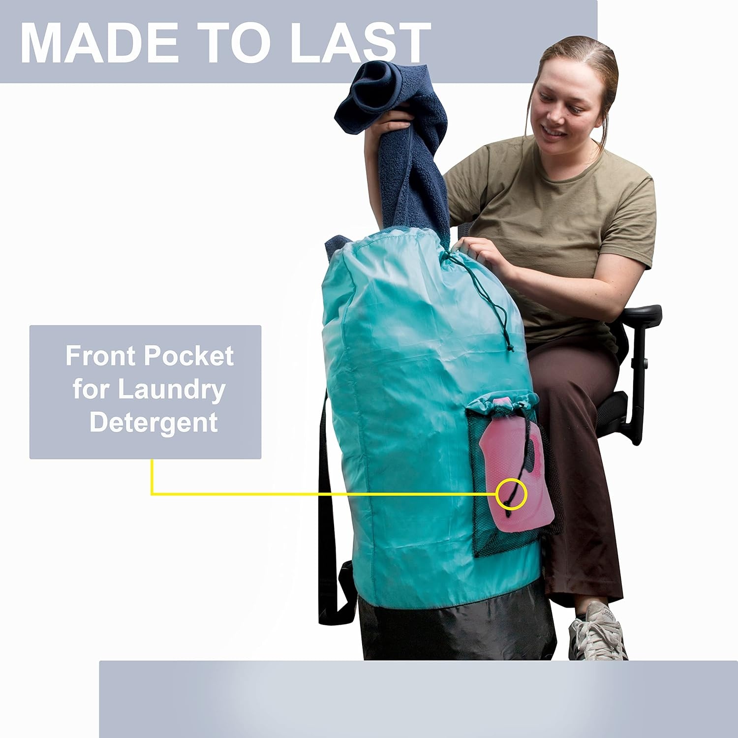 Laundry Bag Backpack with Shoulder Straps and Mesh Pocket Laundry Backpack Large Portable Laundry Hamper for College Laundromat Apartment with Drawstring Closure, Adjustable Back Straps (Black)(Turquoise)