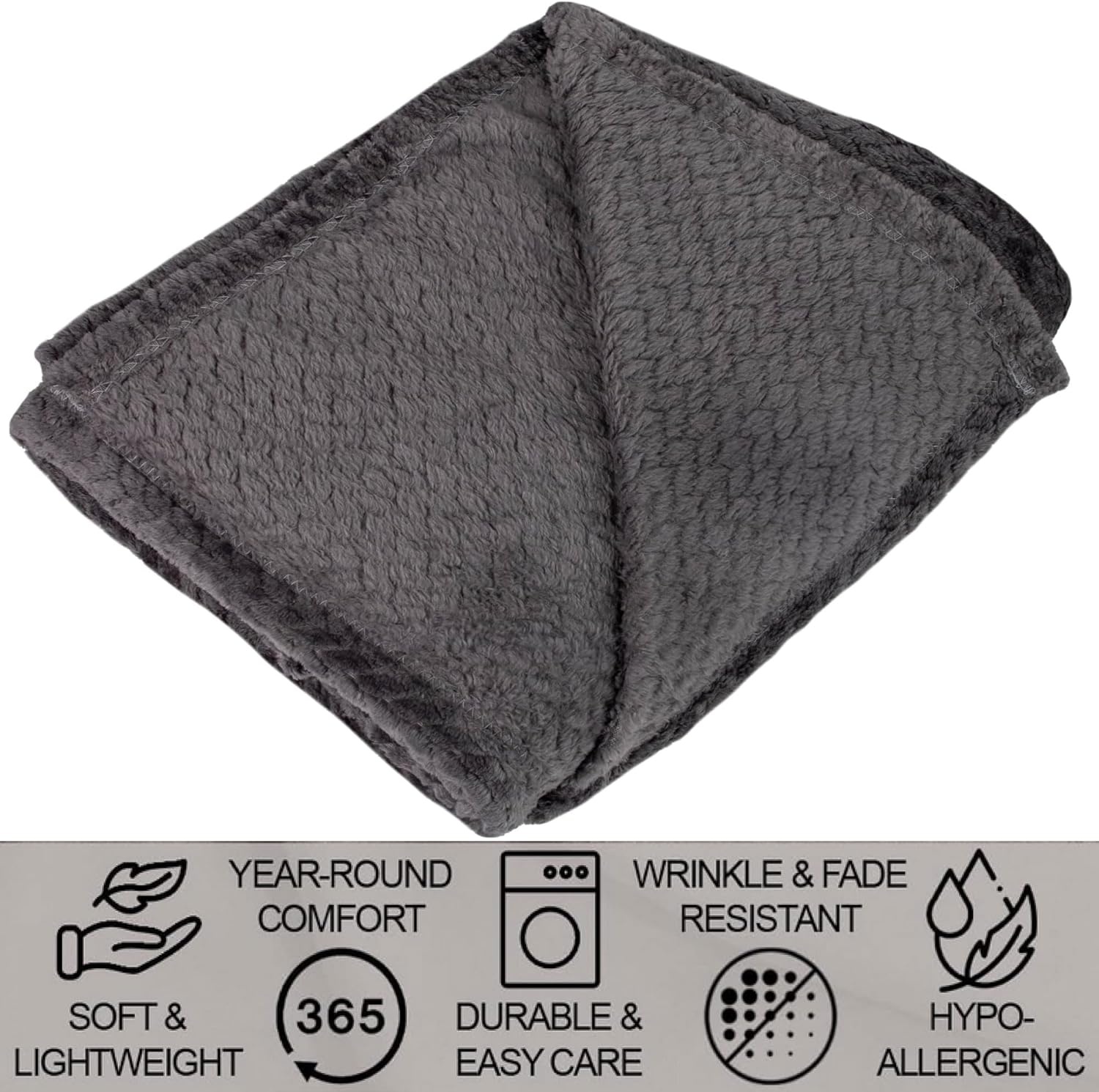 Waffle Knit Textured Throw Blanket Soft for Couch, Sofa, Twin Bed, Kids, Adults, 50 x 60 Chenille Knit Blanket, Boho Throw Blanket for Home Decor 250 GSM (Navy Blue)(Slate Grey)