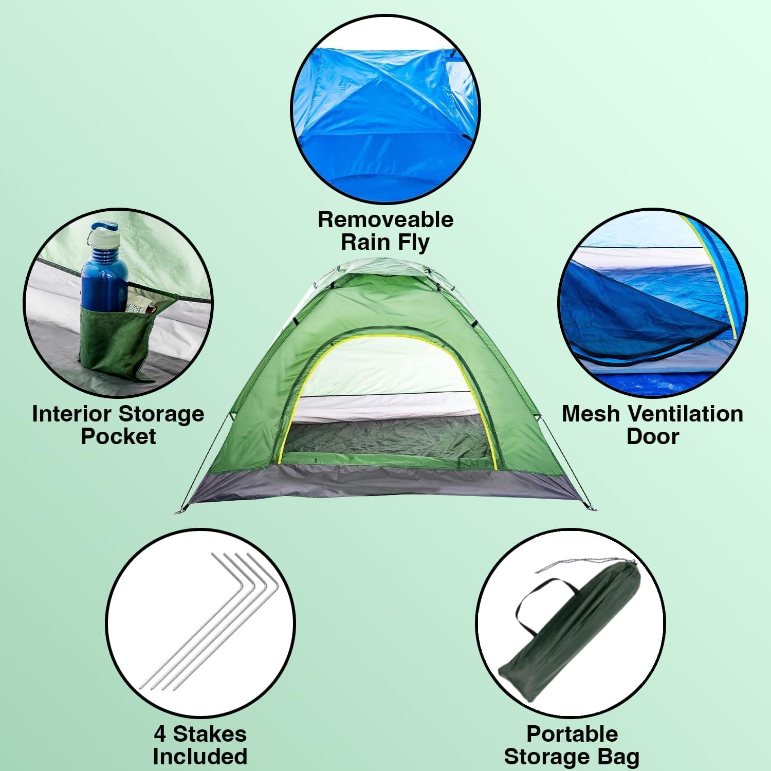 10 Pack Bulk 2 Person Tents for Homeless, Scouts, Camping, Backpacking | Waterproof Lightweight Easy Pop Up Setup 1-2 Person Tent(Blue & Green Tents)