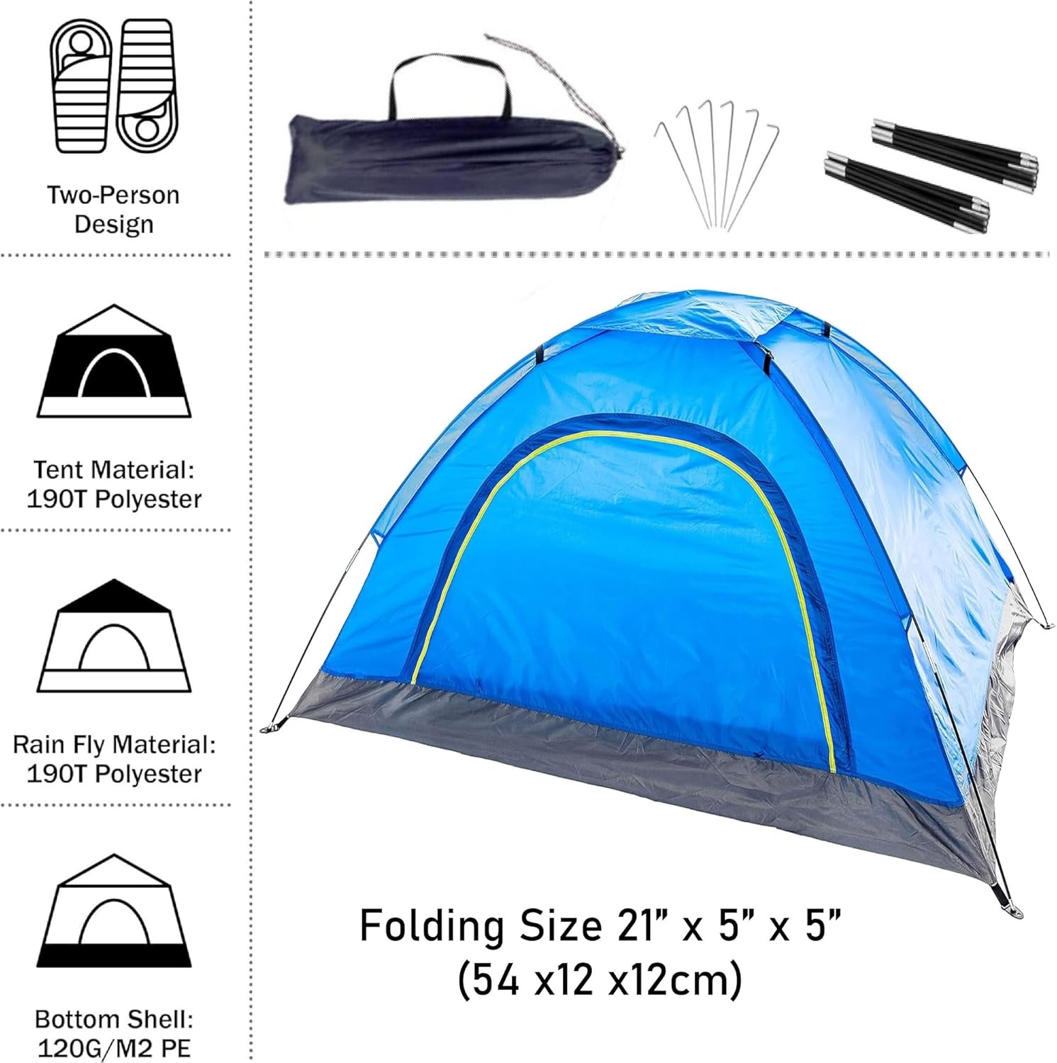 10 Pack Bulk 2 Person Tents for Homeless, Scouts, Camping, Backpacking | Waterproof Lightweight Easy Pop Up Setup 1-2 Person Tent(Blue & Green Tents)