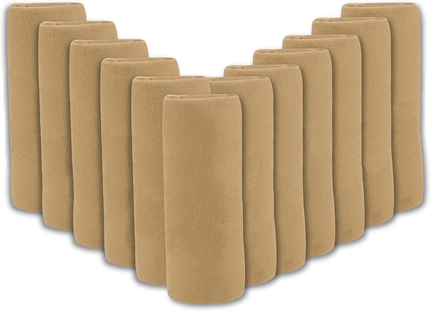 (24 Pack) Bulk Fleece Fall Throw Blankets 50×60 for Wedding Favors, Homeless Women, Men, Homes, Bed, Sofa, Couch, Office, Pet Blankets, Travel | Soft Warm Lightweight Throw Blankets in Bulk (8 Color)(Khaki)
