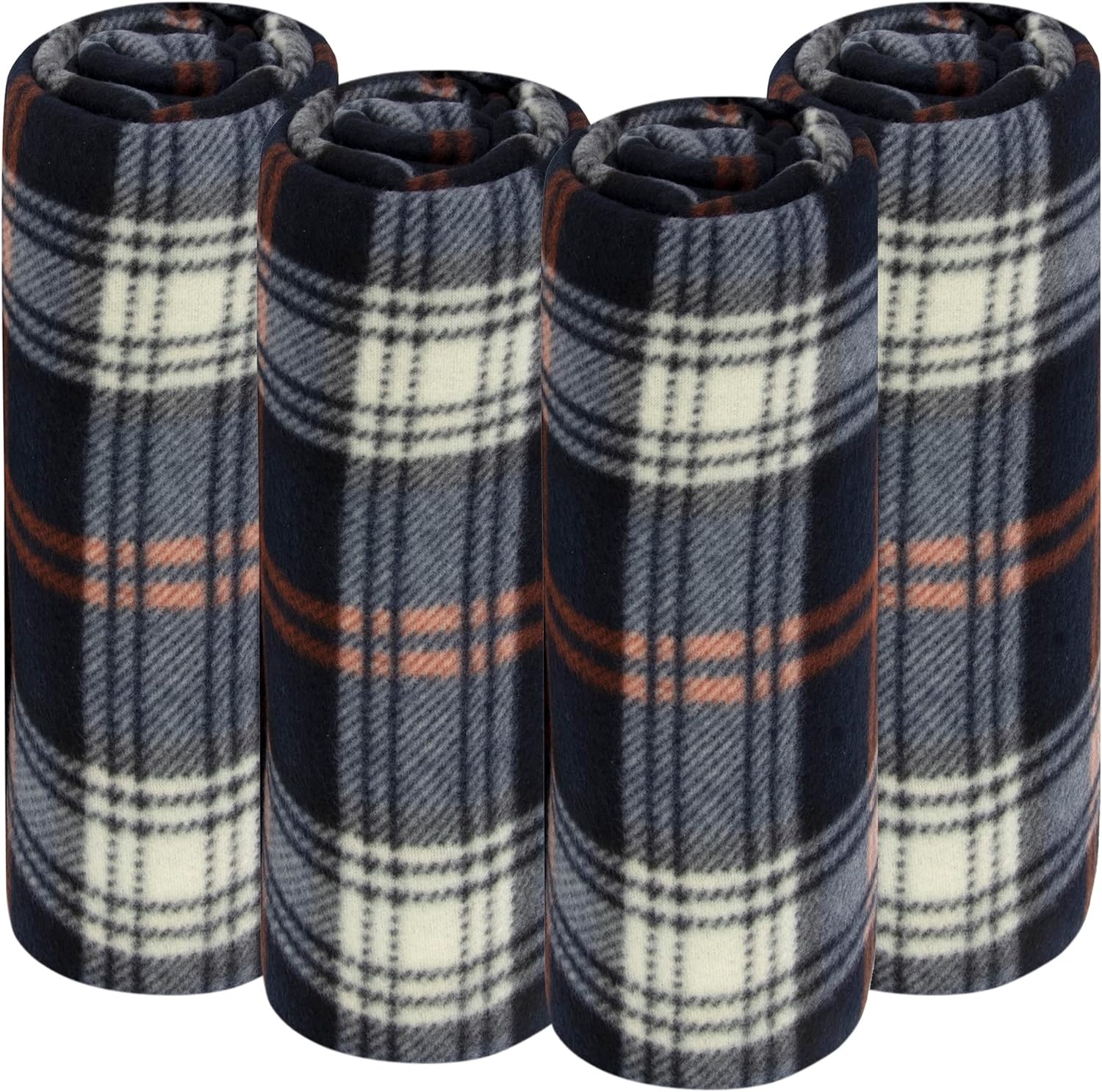 Trail maker 24 Pack Bulk Plaid Sherpa Fleece Throw Blankets 50 x 60 for Wedding Guests, Homeless, Pets | Plaid Fleece Throw Blankets Bulk(Black Plaid)