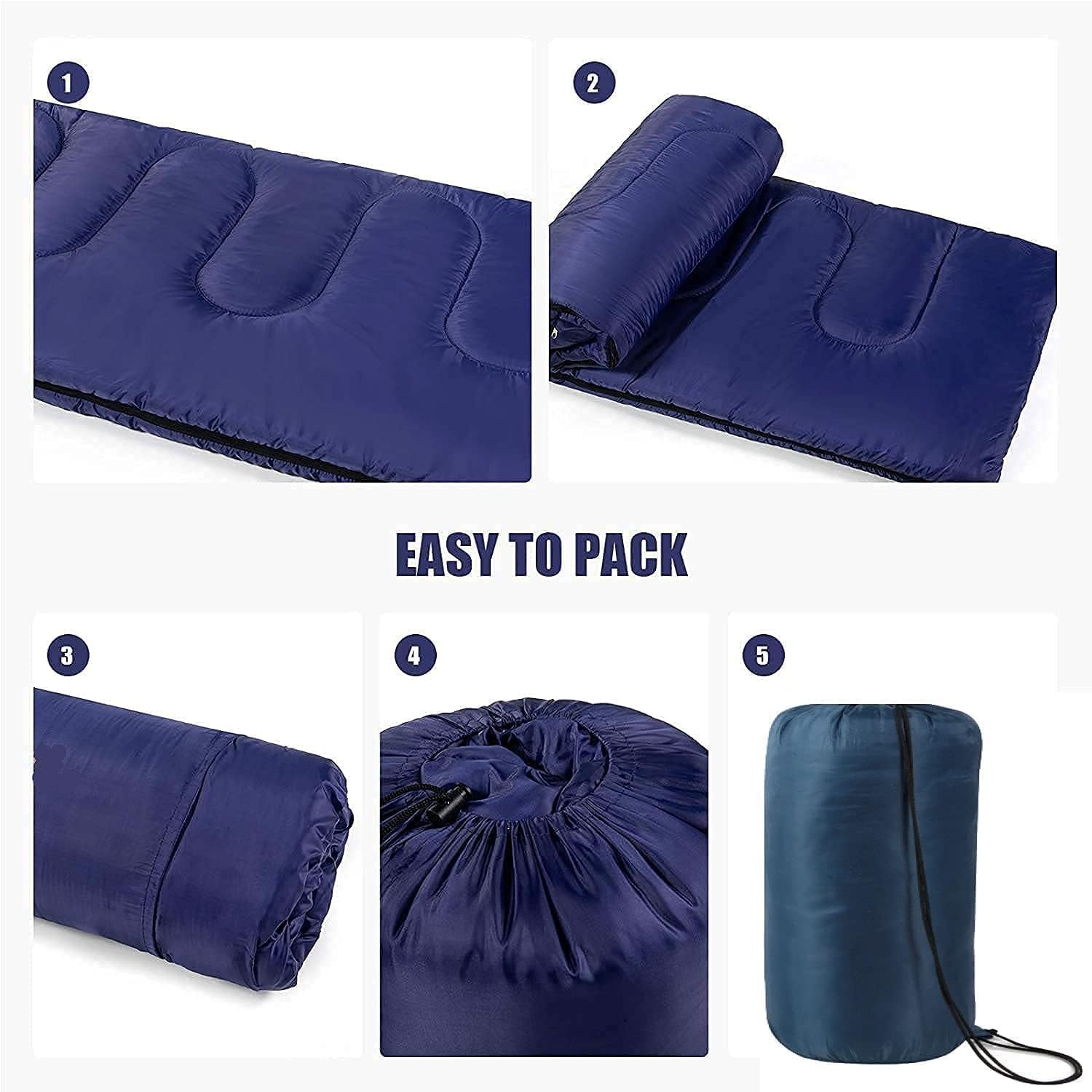 Bulk 10 Pack Envelope Sleeping Bags, 4 Seasons Warm or Cold Lightweight Indoor Outdoor Sleeping Bags for Adults, Backpacking, Camping(Blue Sleeping Bags)