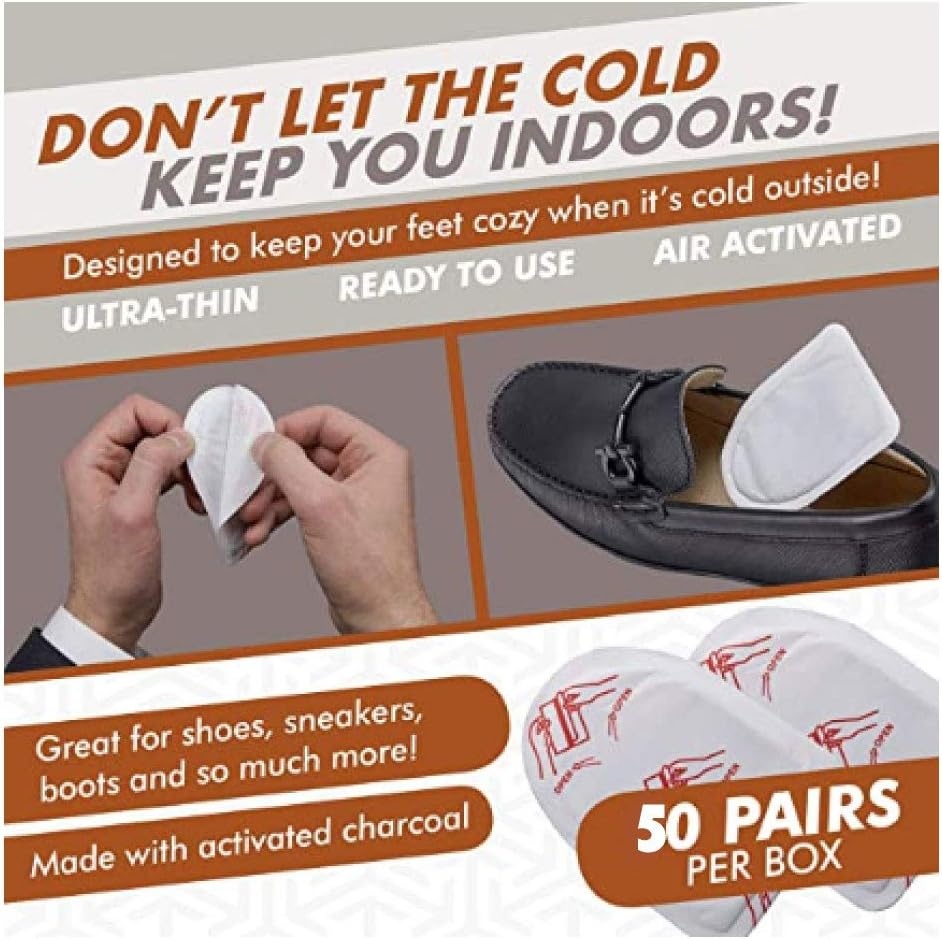 100 Pack Bulk Hand Warmers, Bulk Foot Warmers, Bulk Body Warmers for 8-10 Hours of Natural Heat(Foot Warmers)