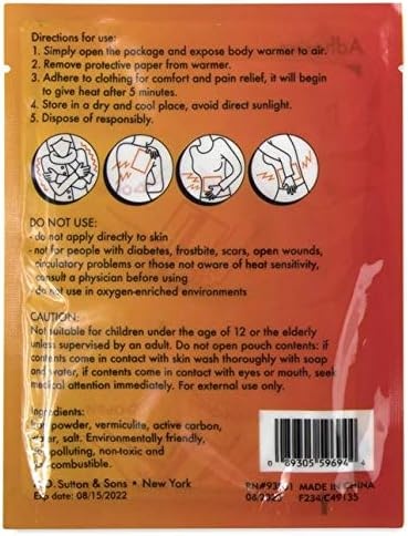 100 Pack Bulk Hand Warmers, Bulk Foot Warmers, Bulk Body Warmers for 8-10 Hours of Natural Heat(Body Warmers)