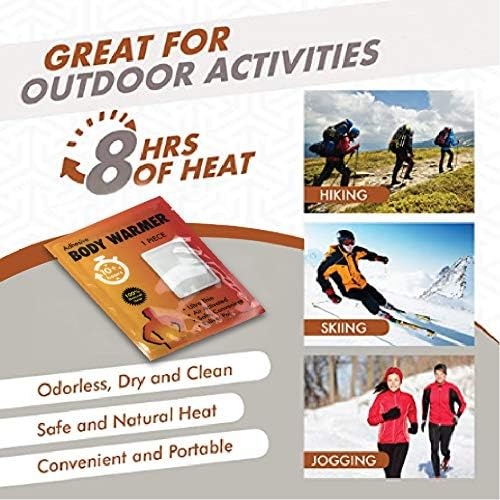 100 Pack Bulk Hand Warmers, Bulk Foot Warmers, Bulk Body Warmers for 8-10 Hours of Natural Heat(Body Warmers)
