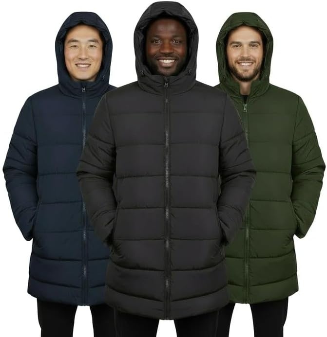 Trail maker Waterproof Long Puffer Jackets, Mens, Womens & Kids Hooded Winter Coats, 10 Pack((10 Pack) Men’s Multi Assorted Pack)