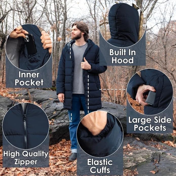 Trail maker Waterproof Long Puffer Jackets, Mens, Womens & Kids Hooded Winter Coats, 10 Pack((10 Pack) Men’s Multi Assorted Pack)