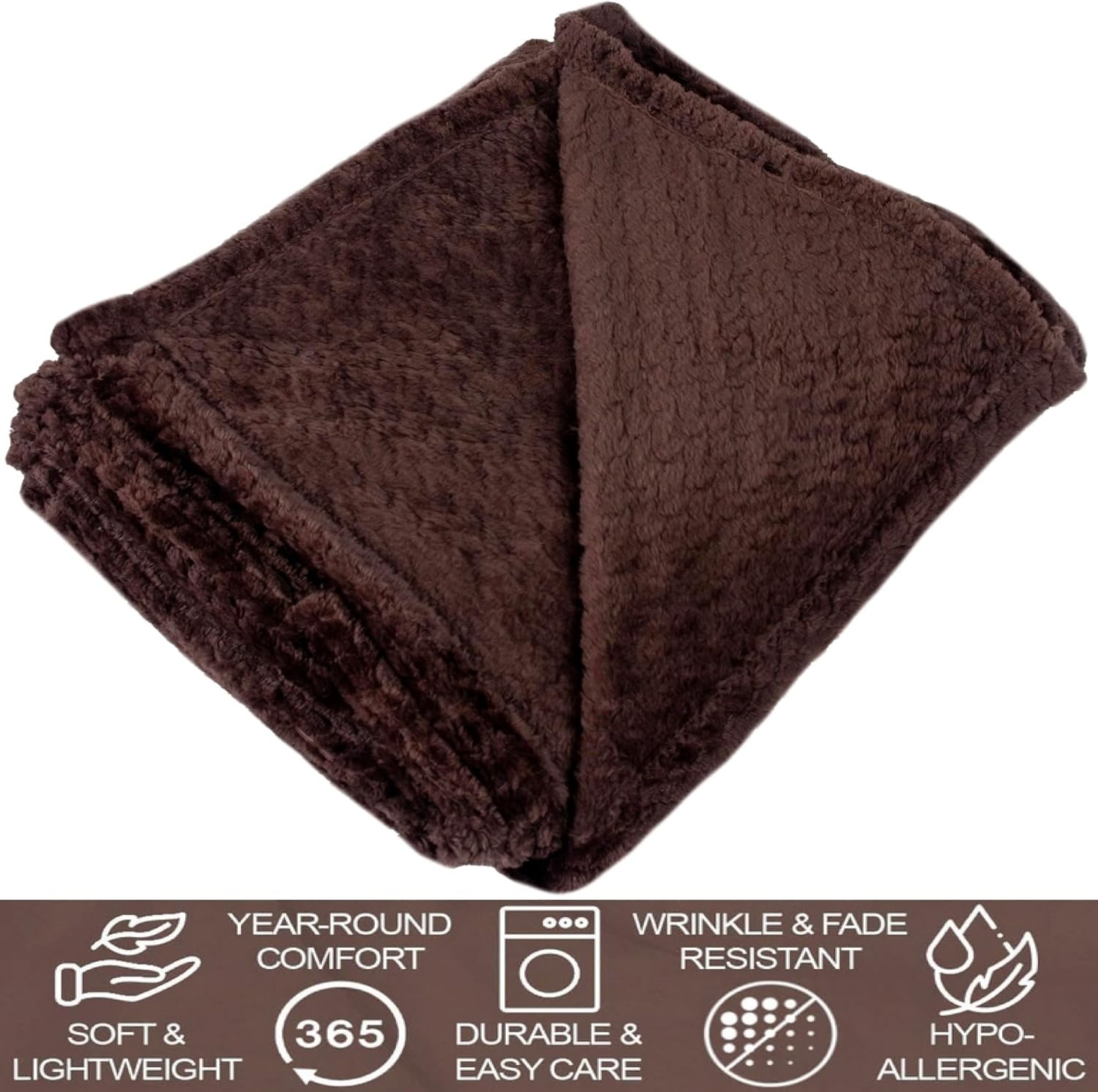 Waffle Knit Textured Throw Blanket Soft for Couch, Sofa, Twin Bed, Kids, Adults, 50 x 60 Chenille Knit Blanket, Boho Throw Blanket for Home Decor 250 GSM (Navy Blue)(Chocolate Brown)