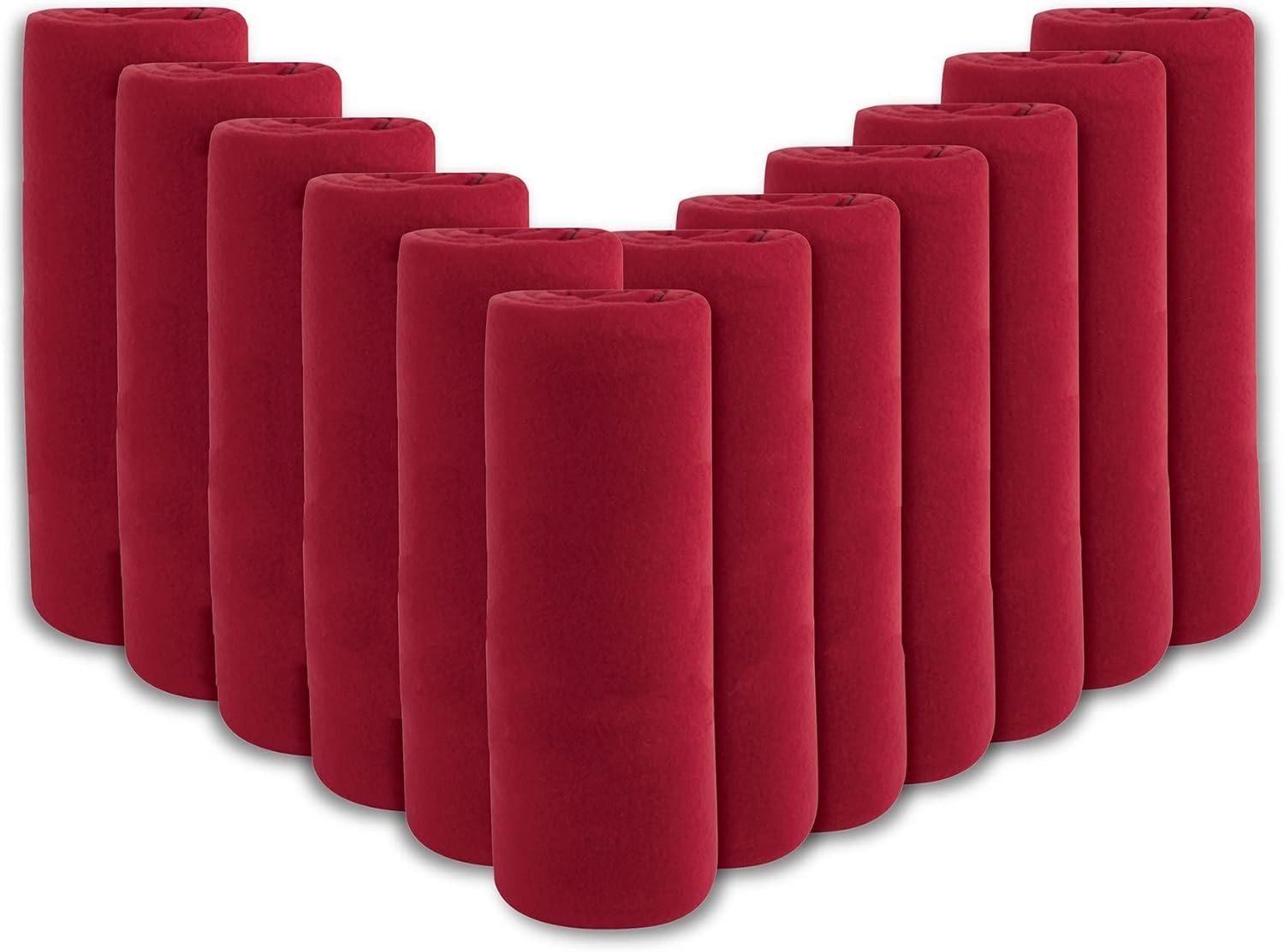 (24 Pack) Bulk Fleece Fall Throw Blankets 50×60 for Wedding Favors, Homeless Women, Men, Homes, Bed, Sofa, Couch, Office, Pet Blankets, Travel | Soft Warm Lightweight Throw Blankets in Bulk (8 Color)(Red)