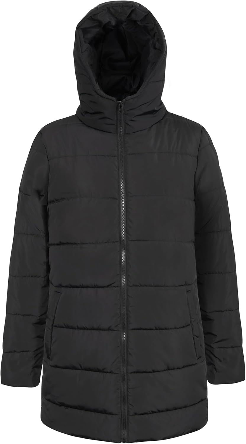 Trail maker Waterproof Long Puffer Jackets, Mens, Womens & Kids Hooded Winter Coats, 10 Pack((10 Pack) Women’s Black)
