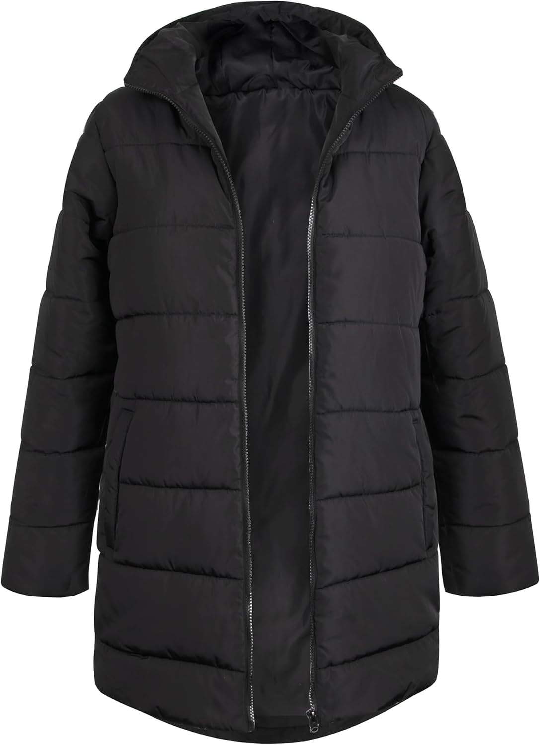 Trail maker Waterproof Long Puffer Jackets, Mens, Womens & Kids Hooded Winter Coats, 10 Pack((10 Pack) Women’s Black)