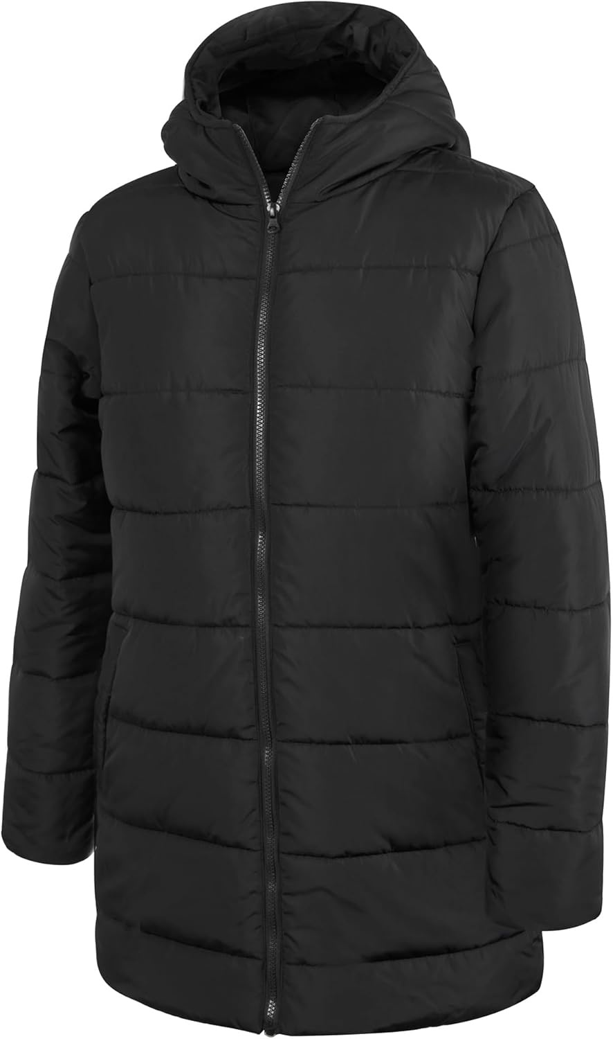 Trail maker Waterproof Long Puffer Jackets, Mens, Womens & Kids Hooded Winter Coats, 10 Pack((10 Pack) Women’s Black)
