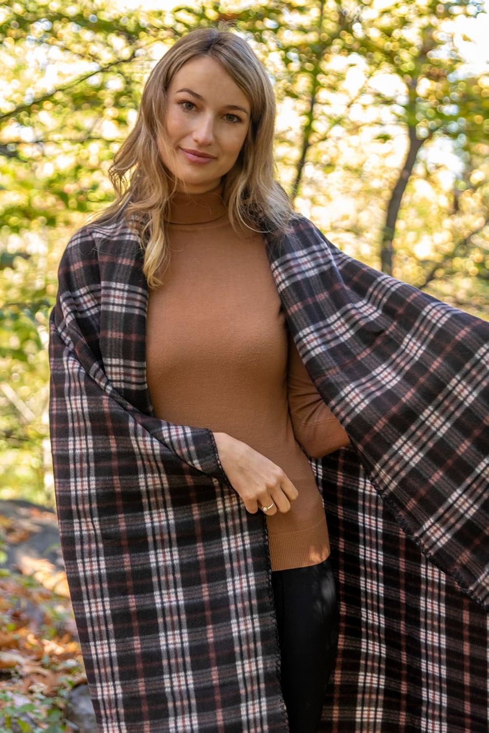 Trail maker 50×60 Throw Blankets, Plaid Fleece Throw Blankets for Bedroom, Couch, Livingroom, Chair, Pets, Outdoors(Brown)