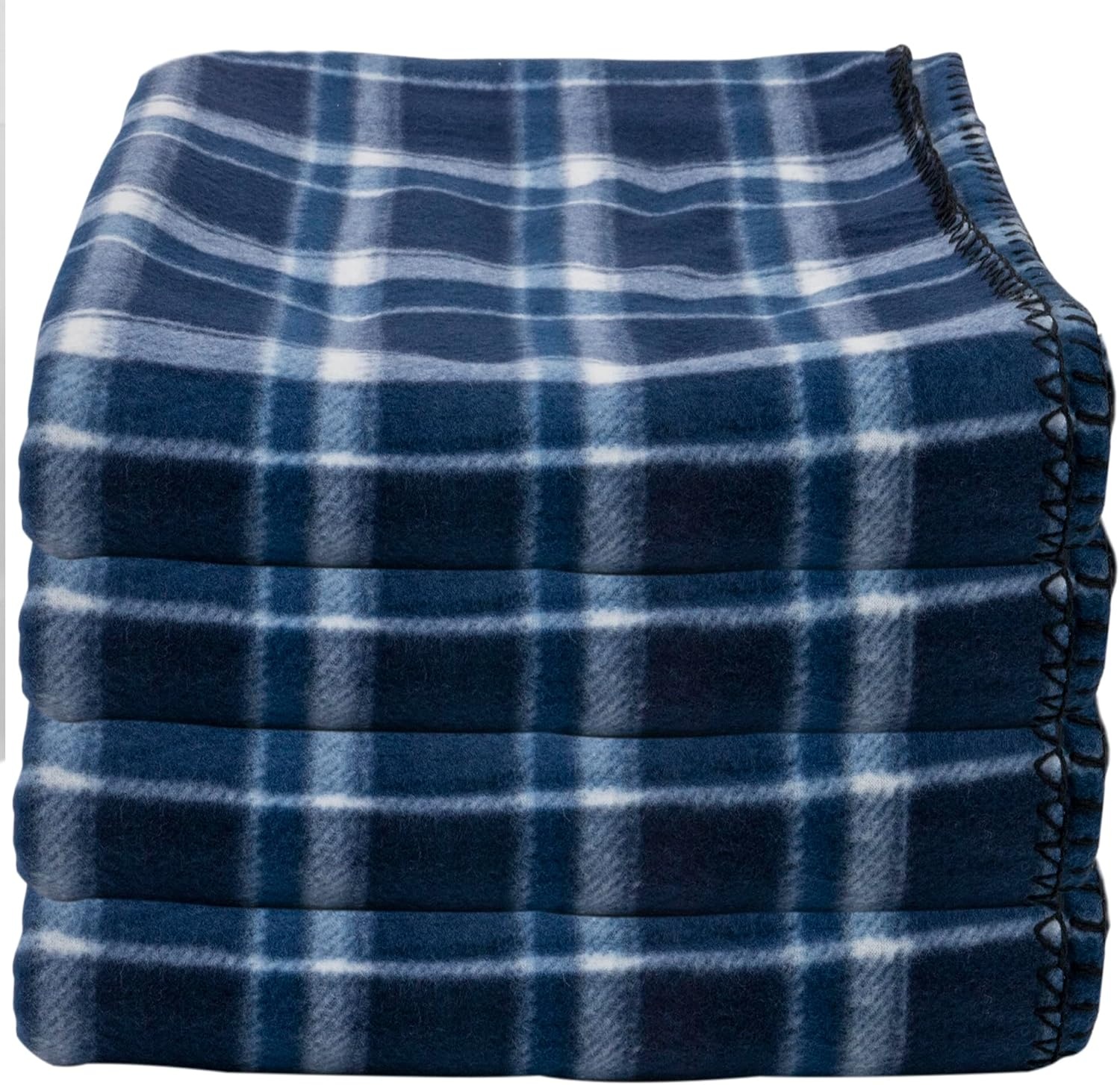 Trail maker 24 Pack Bulk Plaid Sherpa Fleece Throw Blankets 50 x 60 for Wedding Guests, Homeless, Pets | Plaid Fleece Throw Blankets Bulk(Blue Plaid)