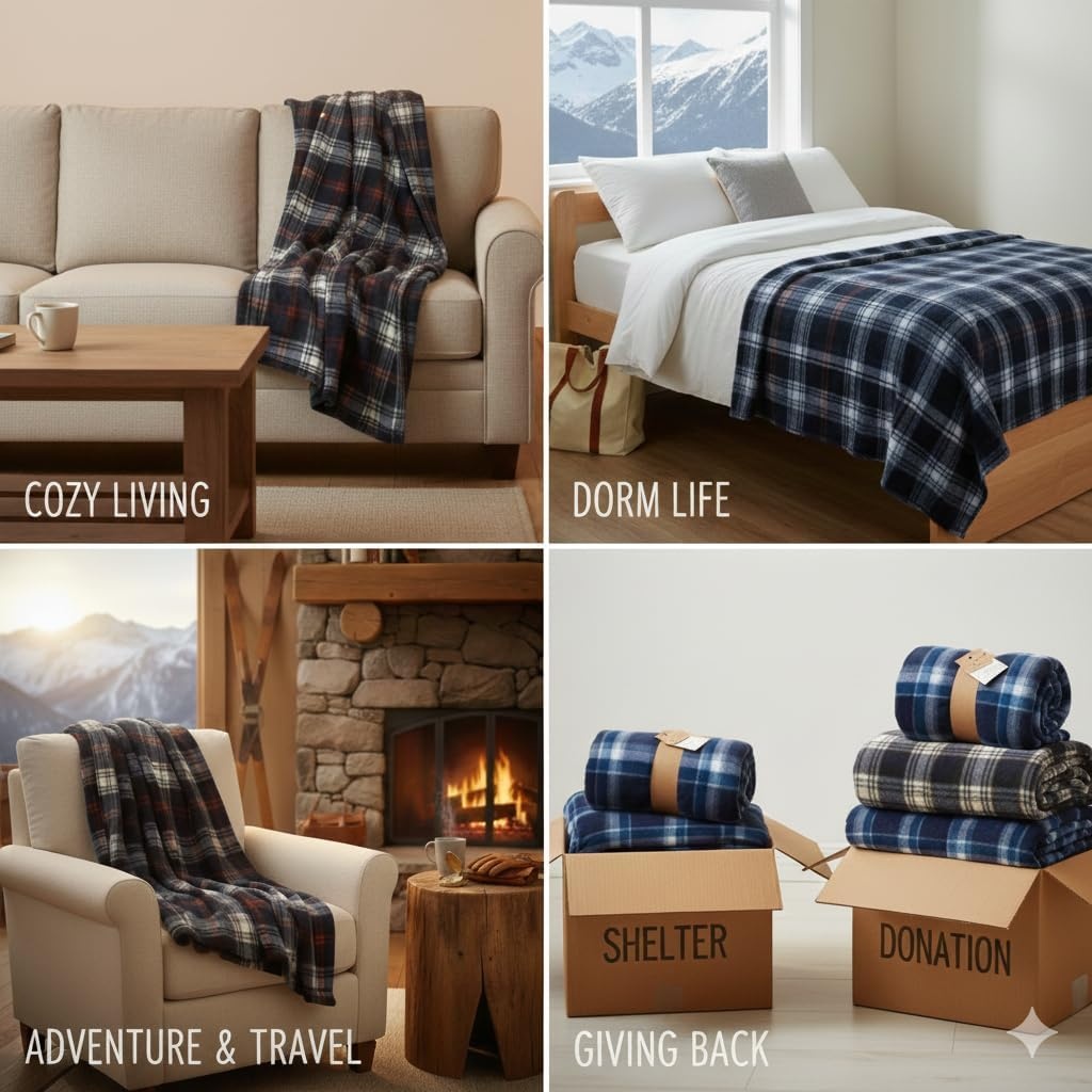 Trail maker 24 Pack Bulk Plaid Sherpa Fleece Throw Blankets 50 x 60 for Wedding Guests, Homeless, Pets | Plaid Fleece Throw Blankets Bulk(Assorted Plaids)