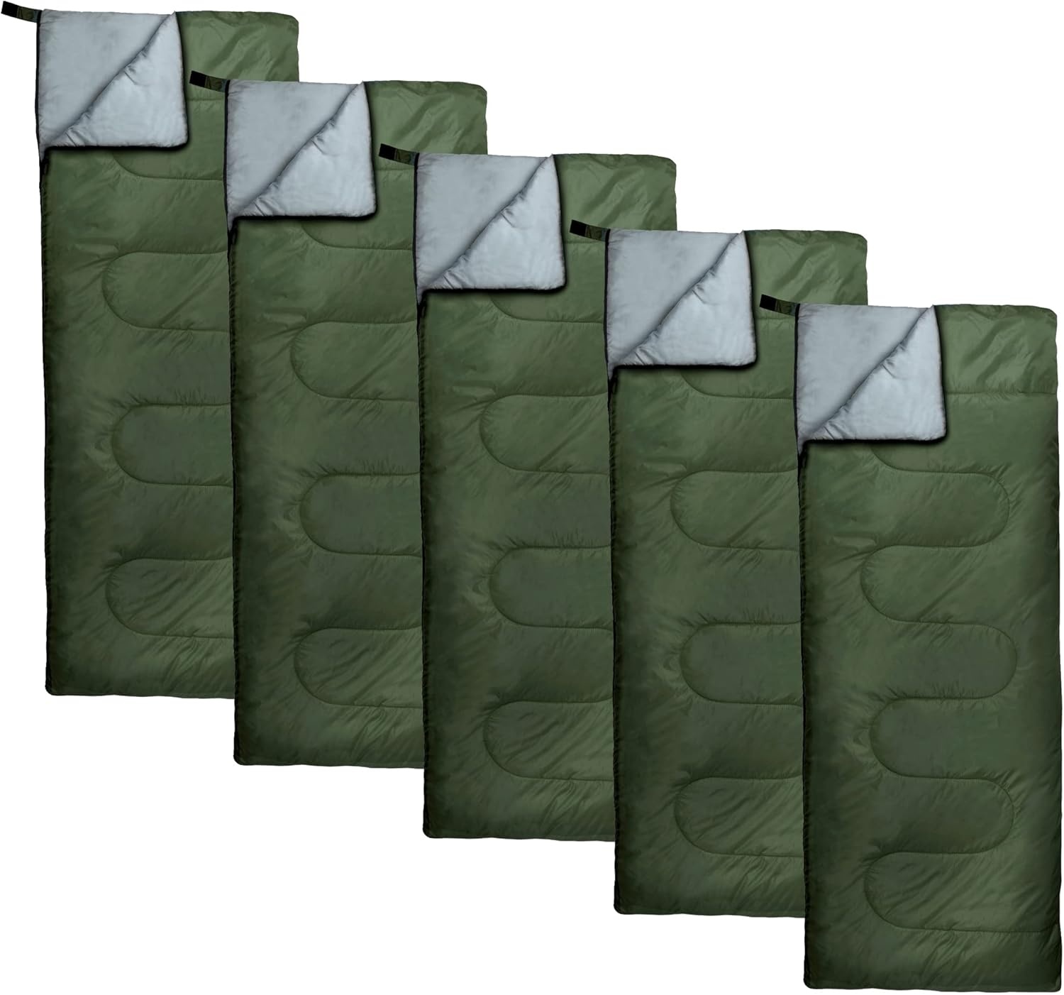 Bulk 10 Pack Envelope Sleeping Bags, 4 Seasons Warm or Cold Lightweight Indoor Outdoor Sleeping Bags for Adults, Backpacking, Camping(Green Sleeping Bags)