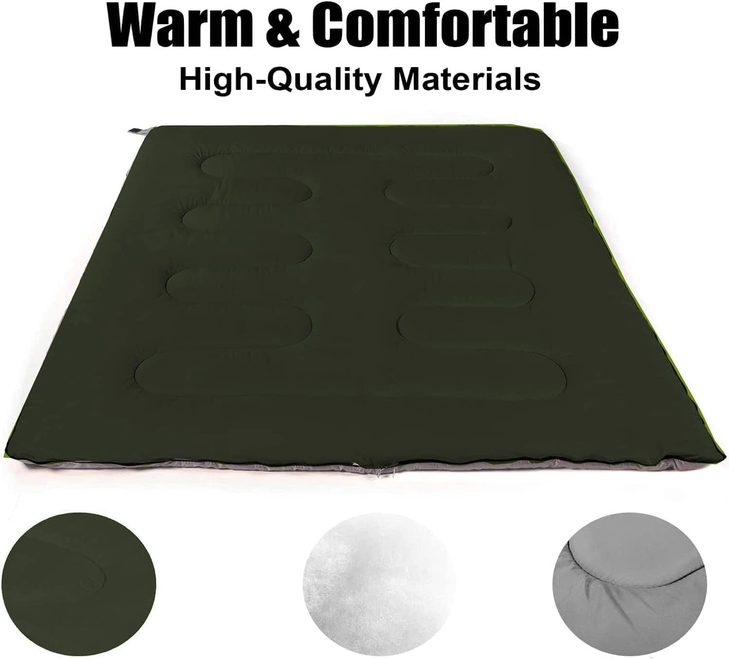 Bulk 10 Pack Envelope Sleeping Bags, 4 Seasons Warm or Cold Lightweight Indoor Outdoor Sleeping Bags for Adults, Backpacking, Camping(Green Sleeping Bags)