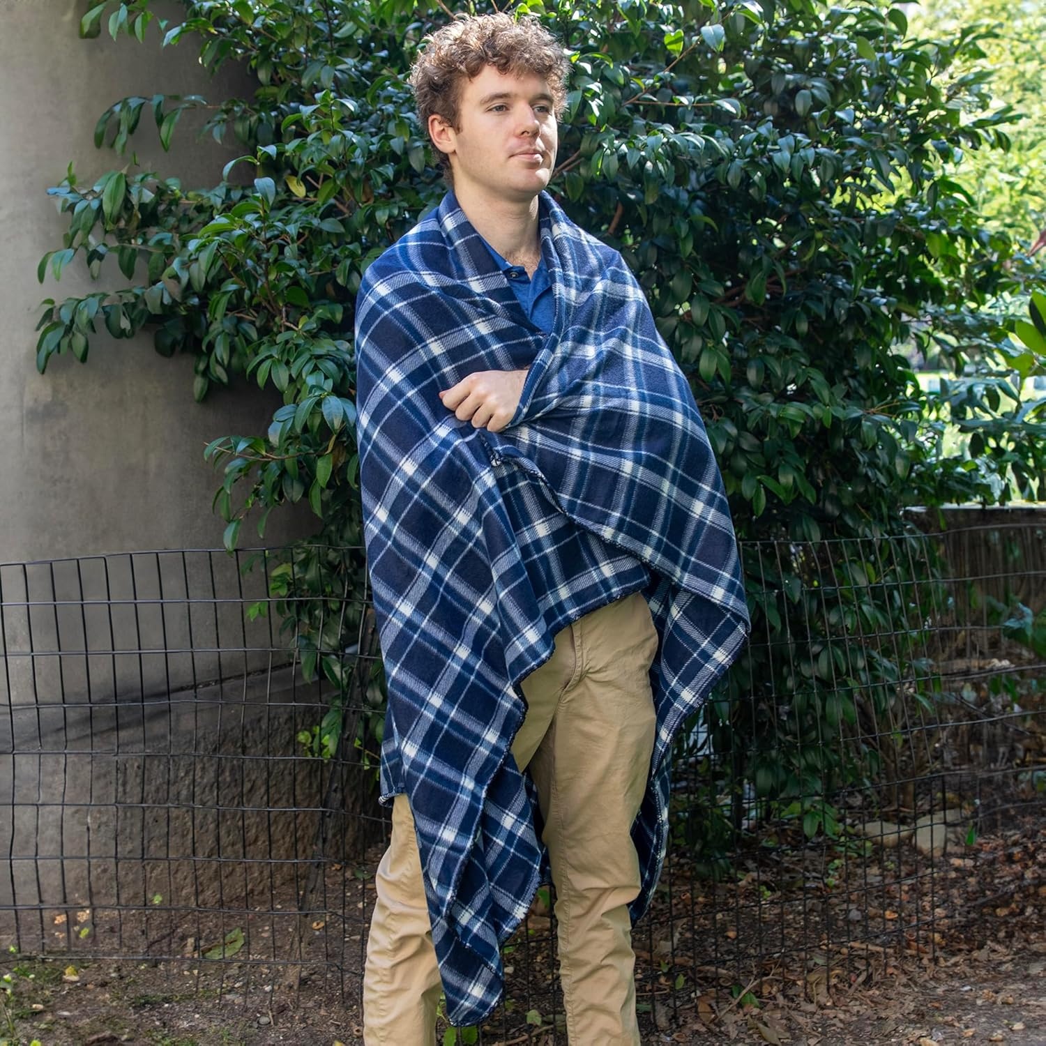 Trail maker 50×60 Throw Blankets, Plaid Fleece Throw Blankets for Bedroom, Couch, Livingroom, Chair, Pets, Outdoors(Blue)