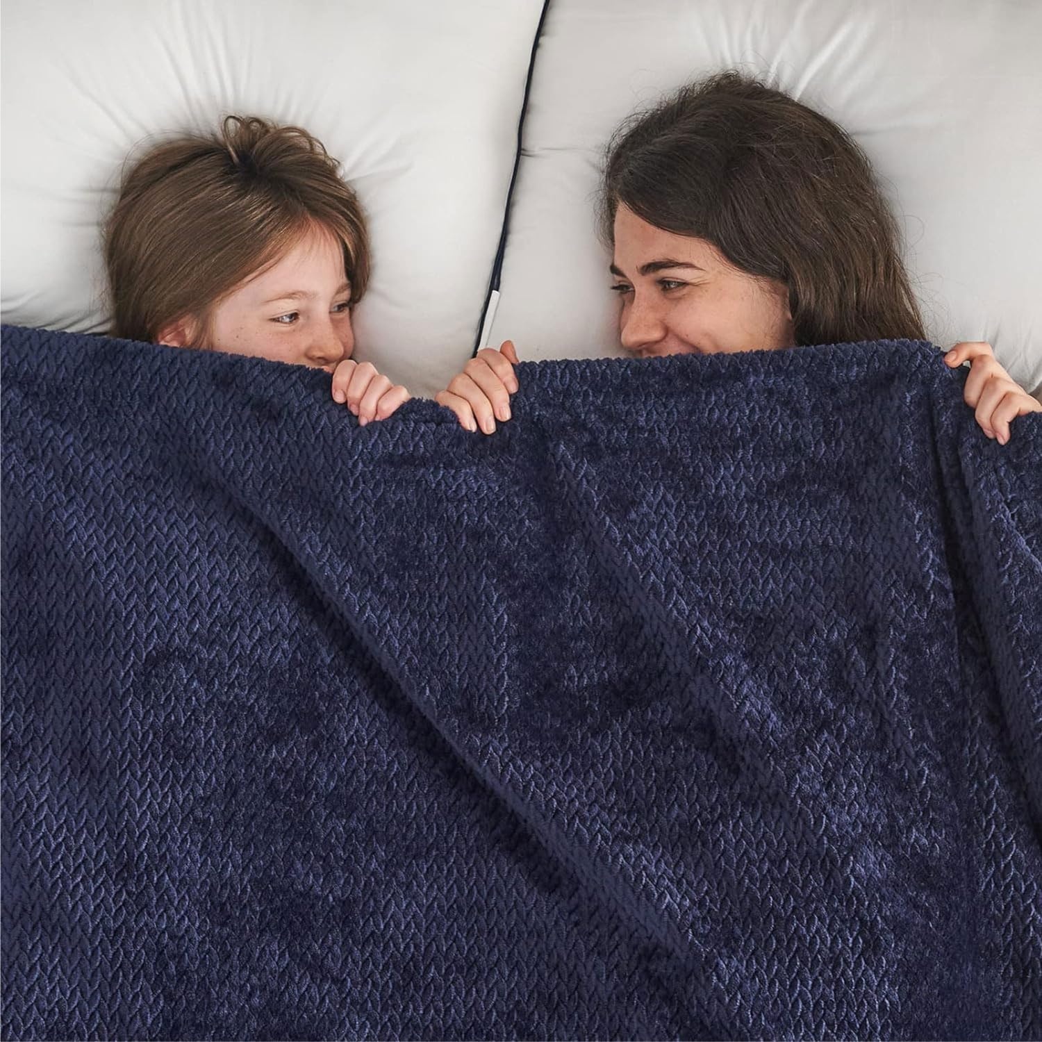 Waffle Knit Textured Throw Blanket Soft for Couch, Sofa, Twin Bed, Kids, Adults, 50 x 60 Chenille Knit Blanket, Boho Throw Blanket for Home Decor 250 GSM (Navy Blue)(Navy Blue)