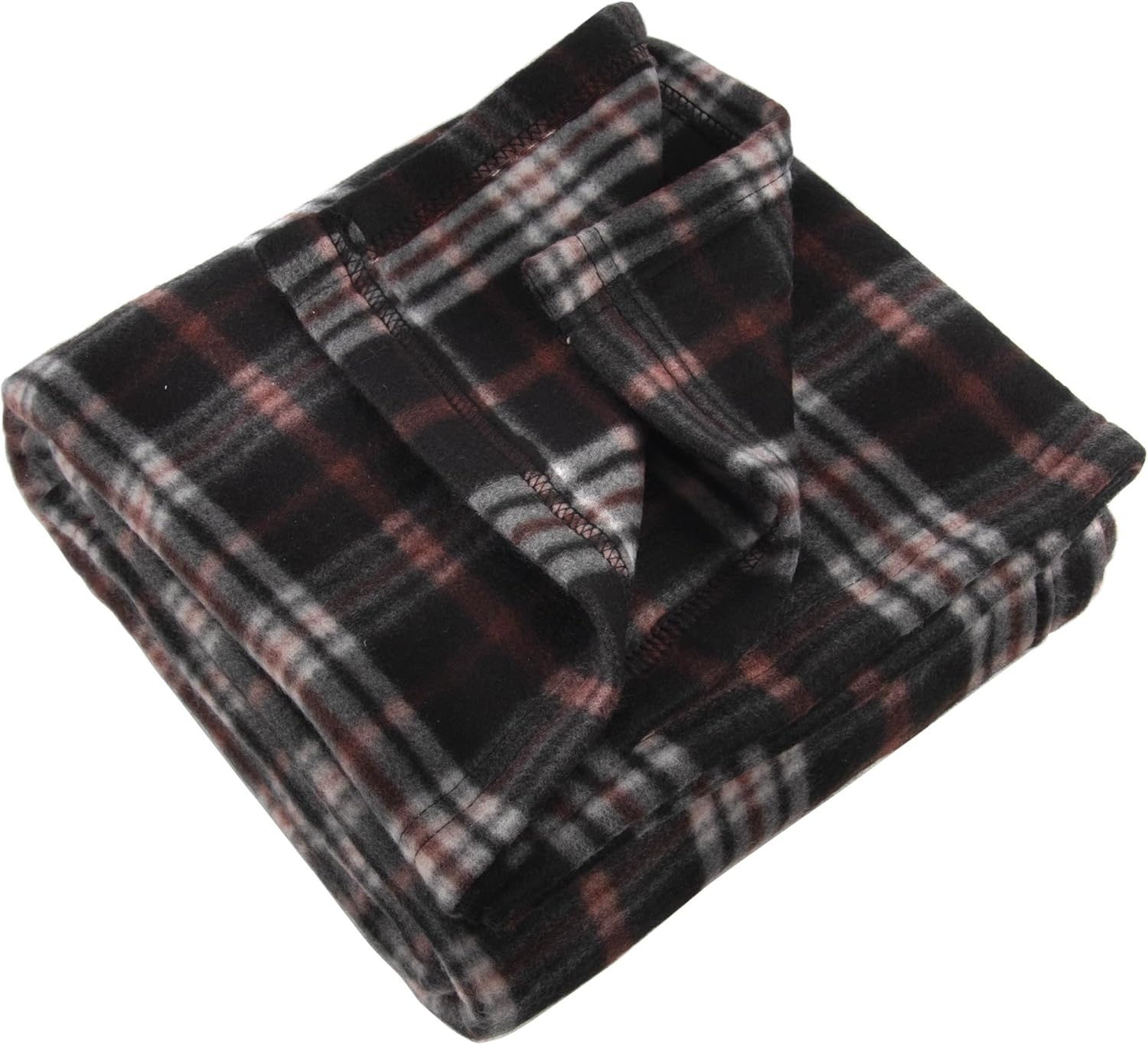 Trail maker 24 Pack Bulk Plaid Sherpa Fleece Throw Blankets 50 x 60 for Wedding Guests, Homeless, Pets | Plaid Fleece Throw Blankets Bulk(Brown Plaid)