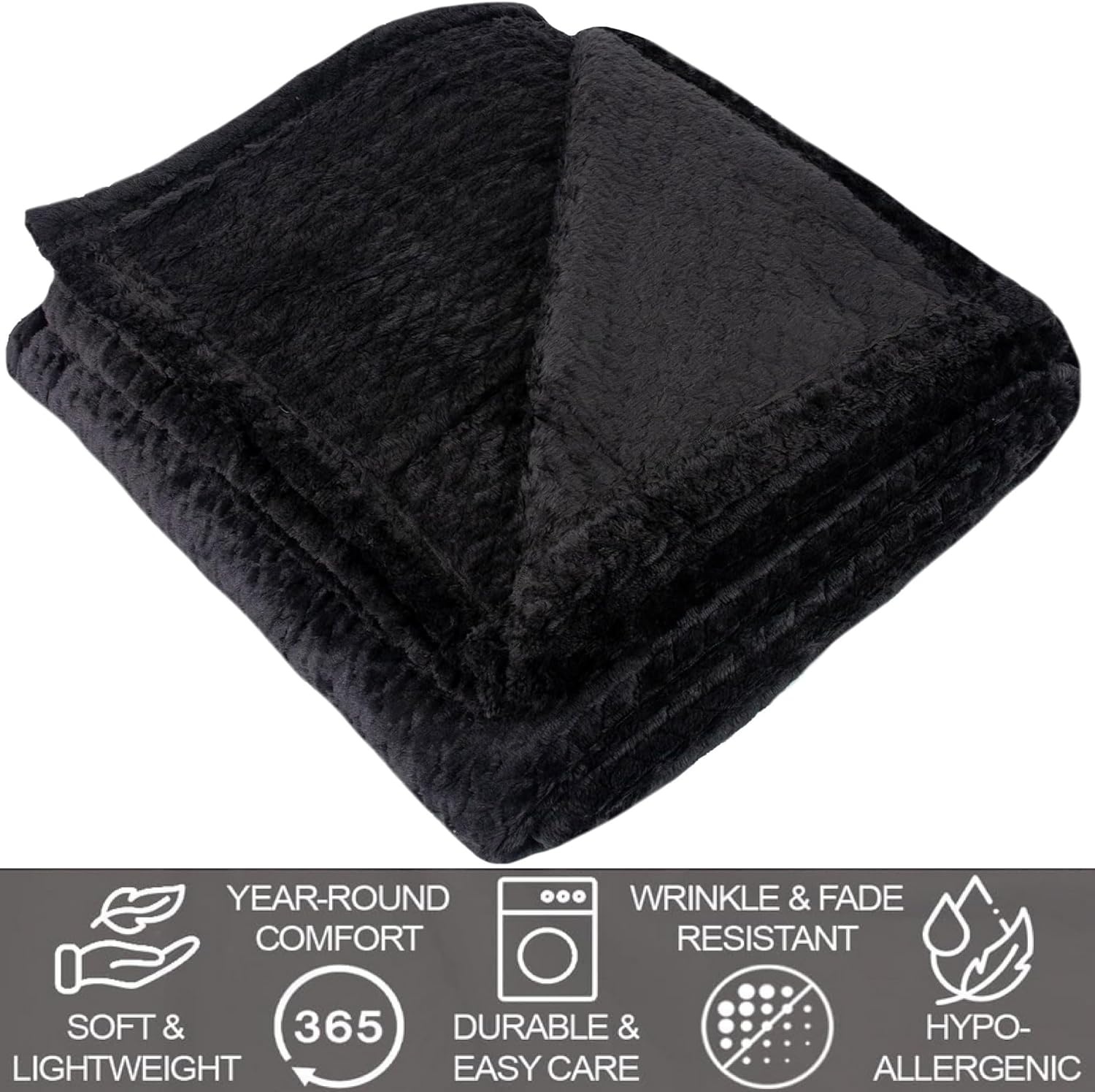Waffle Knit Textured Throw Blanket Soft for Couch, Sofa, Twin Bed, Kids, Adults, 50 x 60 Chenille Knit Blanket, Boho Throw Blanket for Home Decor 250 GSM (Navy Blue)(Midnight Black)