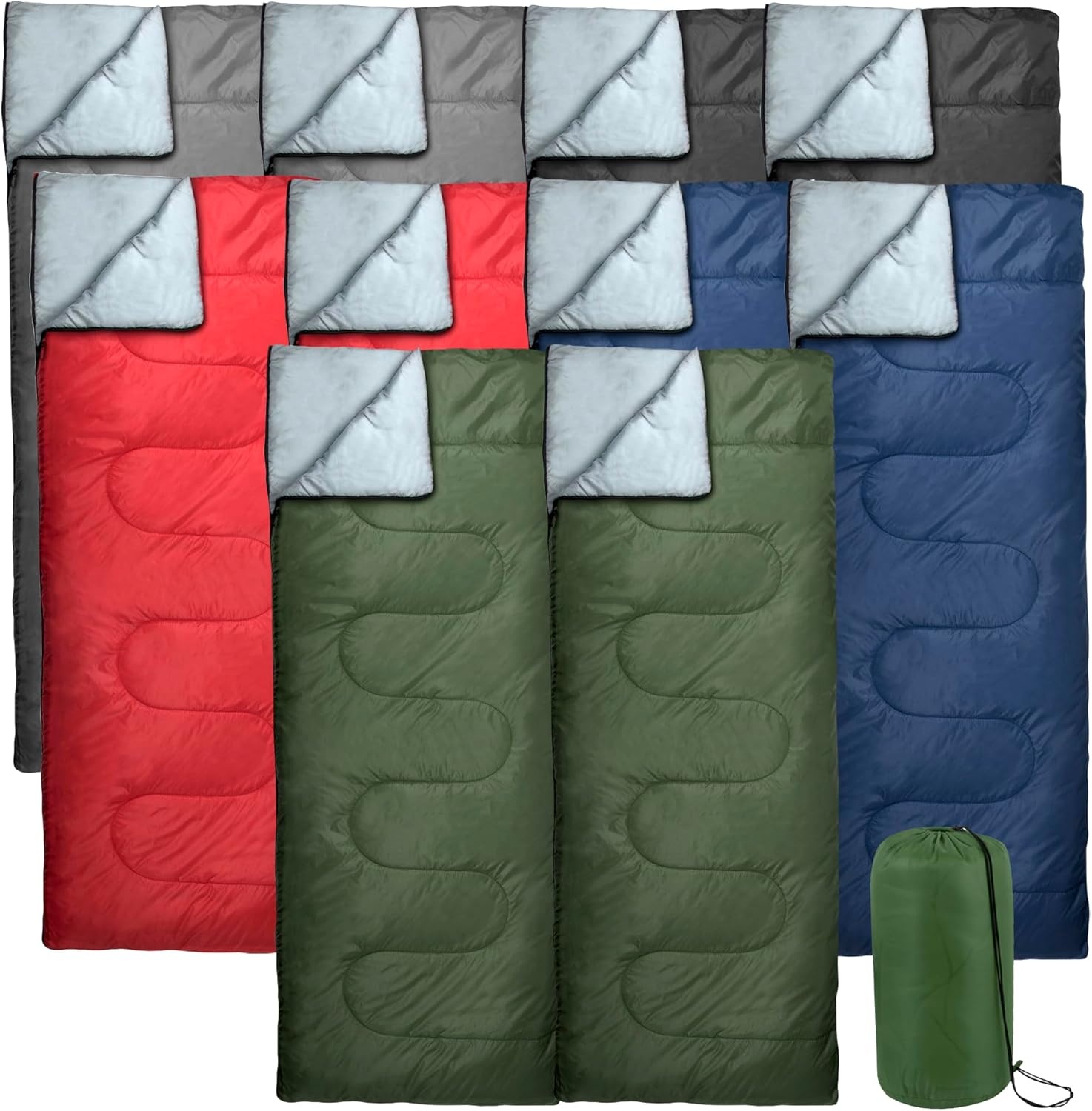 Bulk 10 Pack Envelope Sleeping Bags, 4 Seasons Warm or Cold Lightweight Indoor Outdoor Sleeping Bags for Adults, Backpacking, Camping(Standard Sleeping Bags)