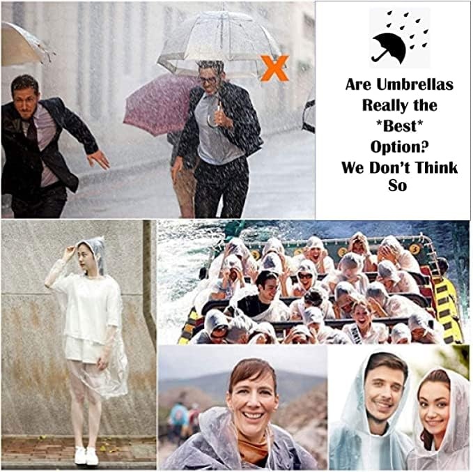 Trail maker Bulk Rain Ponchos for Adults 200 Pack 100% Waterproof Emergency Disposable Wholesale Rain Coat Ponchos with Hood(Assorted Colors)