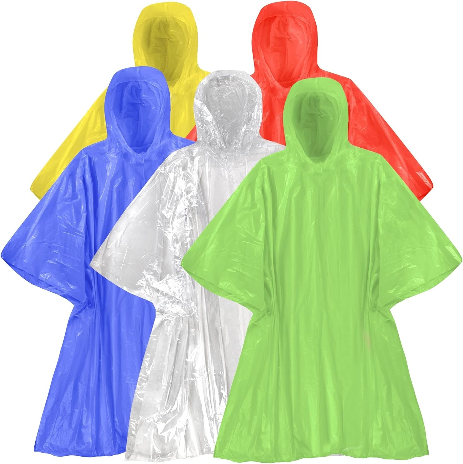 Trail maker Bulk Rain Ponchos for Adults 200 Pack 100% Waterproof Emergency Disposable Wholesale Rain Coat Ponchos with Hood(Assorted Colors)