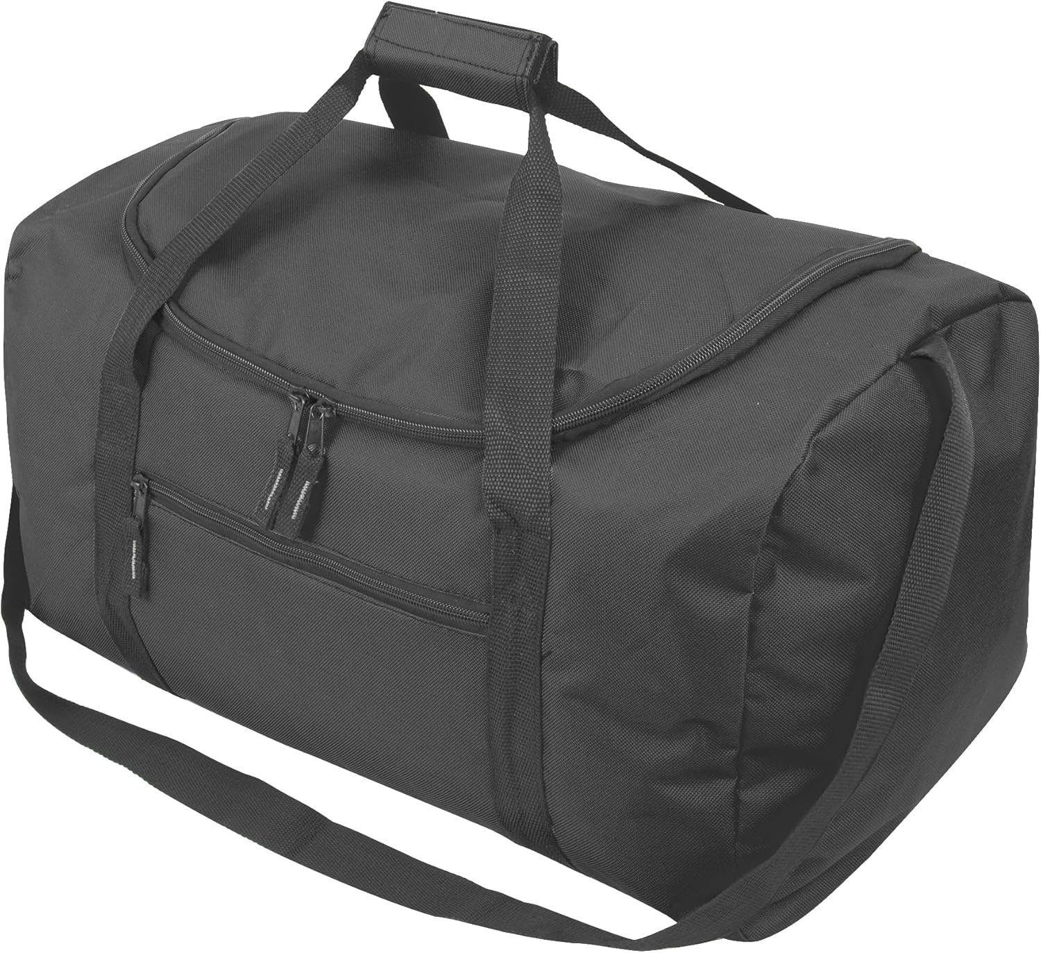 (24 Pack) Bulk Duffle Bags Wholesale for Homeless Adult Men, Women, Travel, and Sports Teams (All Black Pack)(All Black Pack)