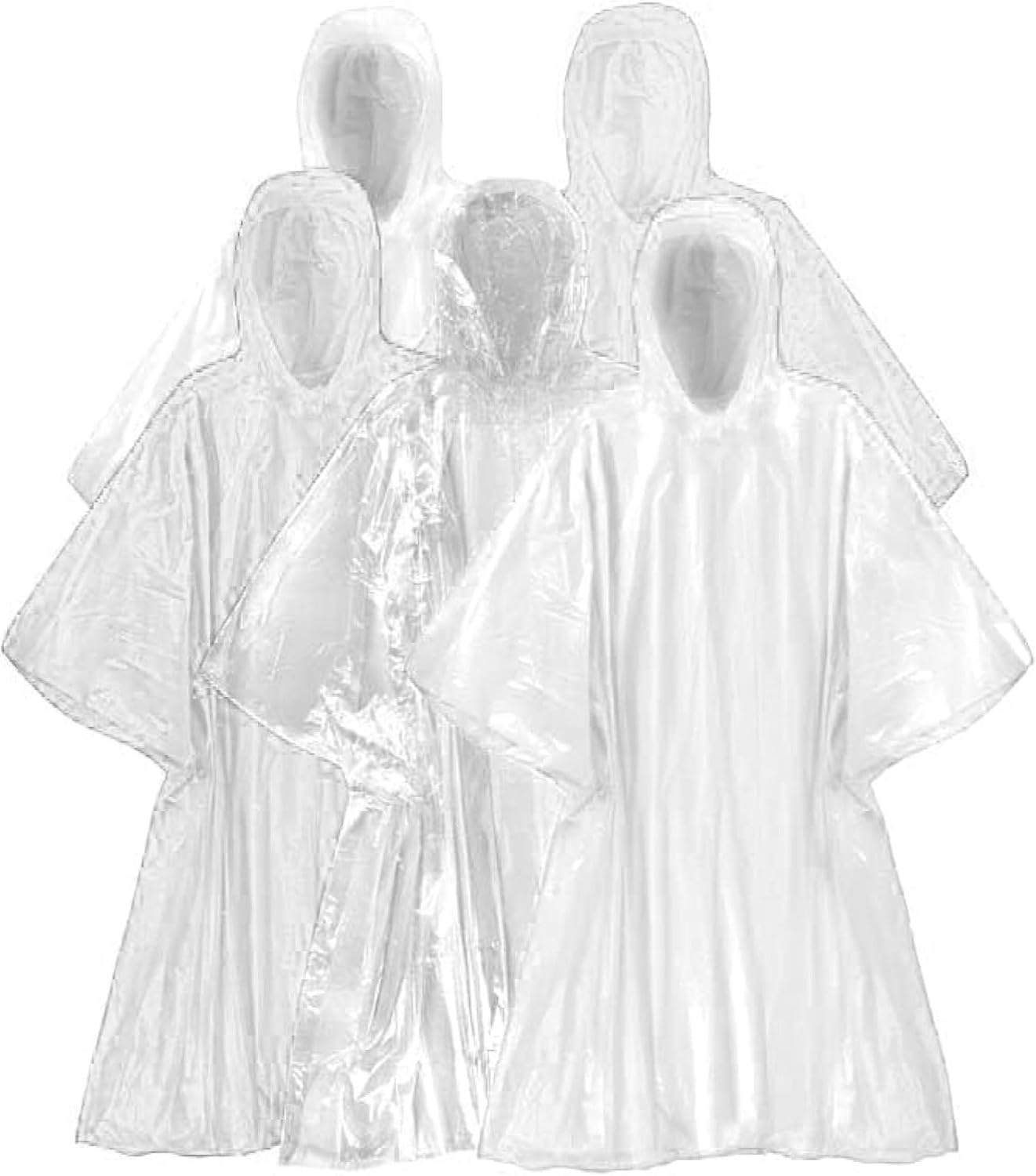 Trail maker Bulk Rain Ponchos for Adults 10 Pack Disposable Wholesale Rain Coats 100% Waterproof Emergency Ponchos with Hood(All Clear Pack)