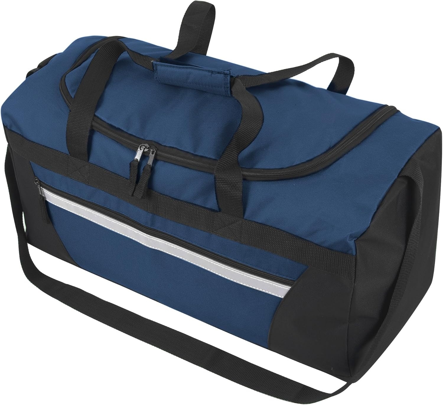 24 Pack Reflective Duffle Bags Bulk for Homeless Adults, Gym, Foster Kids Bulk Duffel Bags Wholesale (Black Pack)(Navy Blue Pack)
