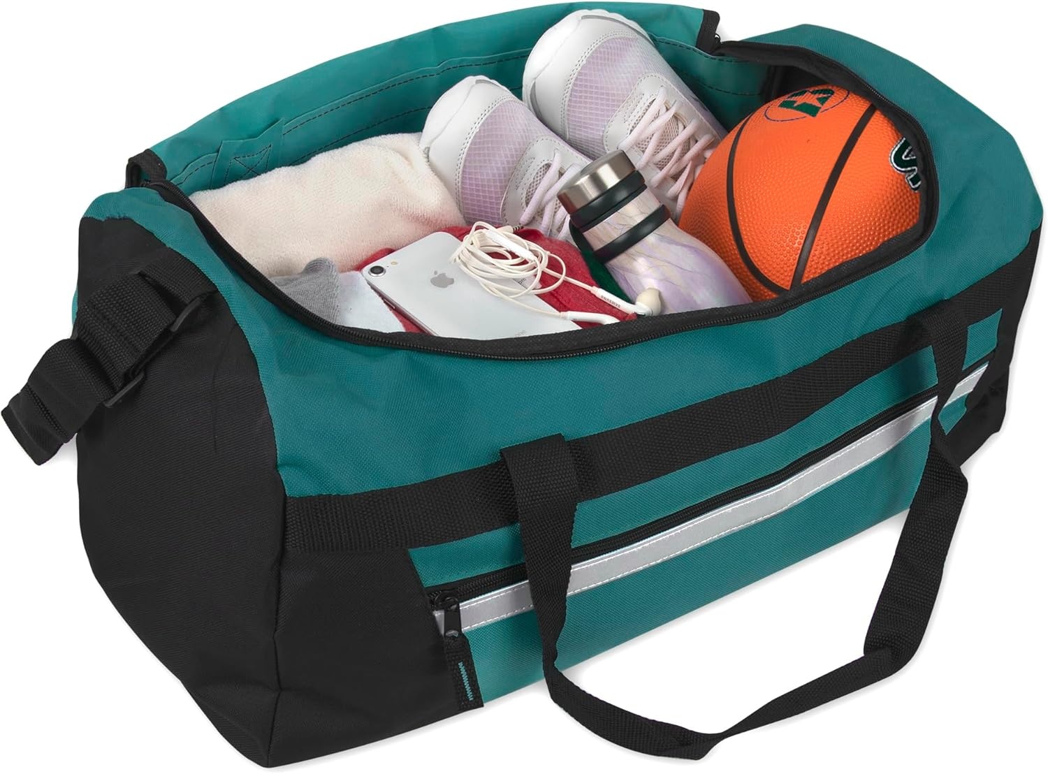 24 Pack Reflective Duffle Bags Bulk for Homeless Adults, Gym, Foster Kids Bulk Duffel Bags Wholesale (Black Pack)(Green Pack)