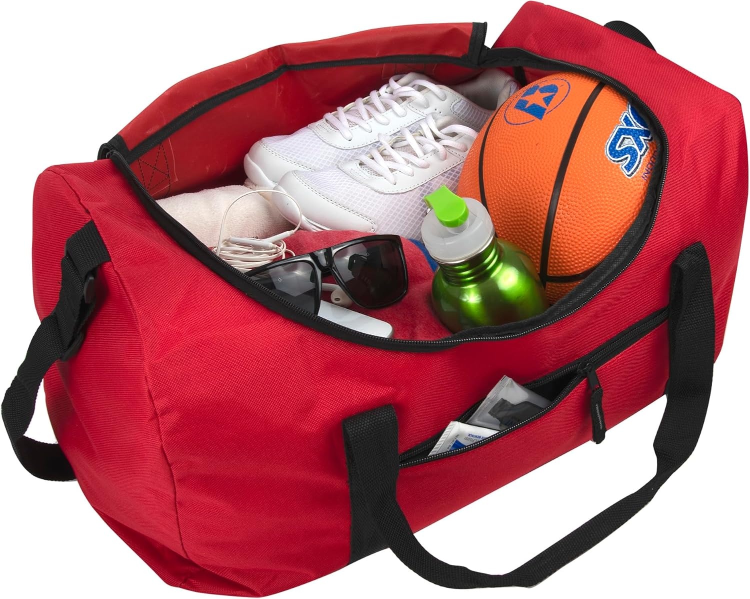 (24 Pack) Bulk Duffle Bags Wholesale for Homeless Adult Men, Women, Travel, and Sports Teams (All Black Pack)(All Red Pack)