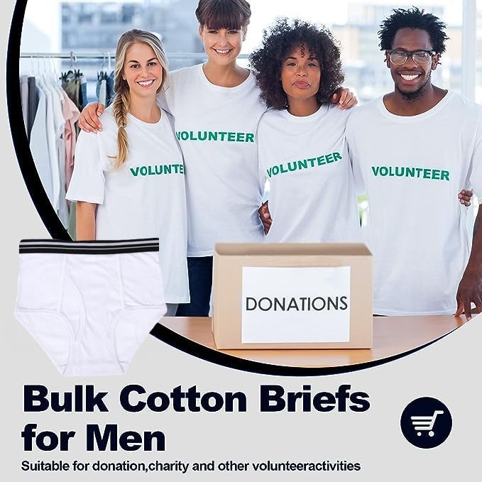 Trail maker Men’s Underwear Briefs Bulk,Cotton Polyester 50 Pack Underwear for Homeless,Disaster Relief,size S, M, L,XL(All Extra-large Pack)