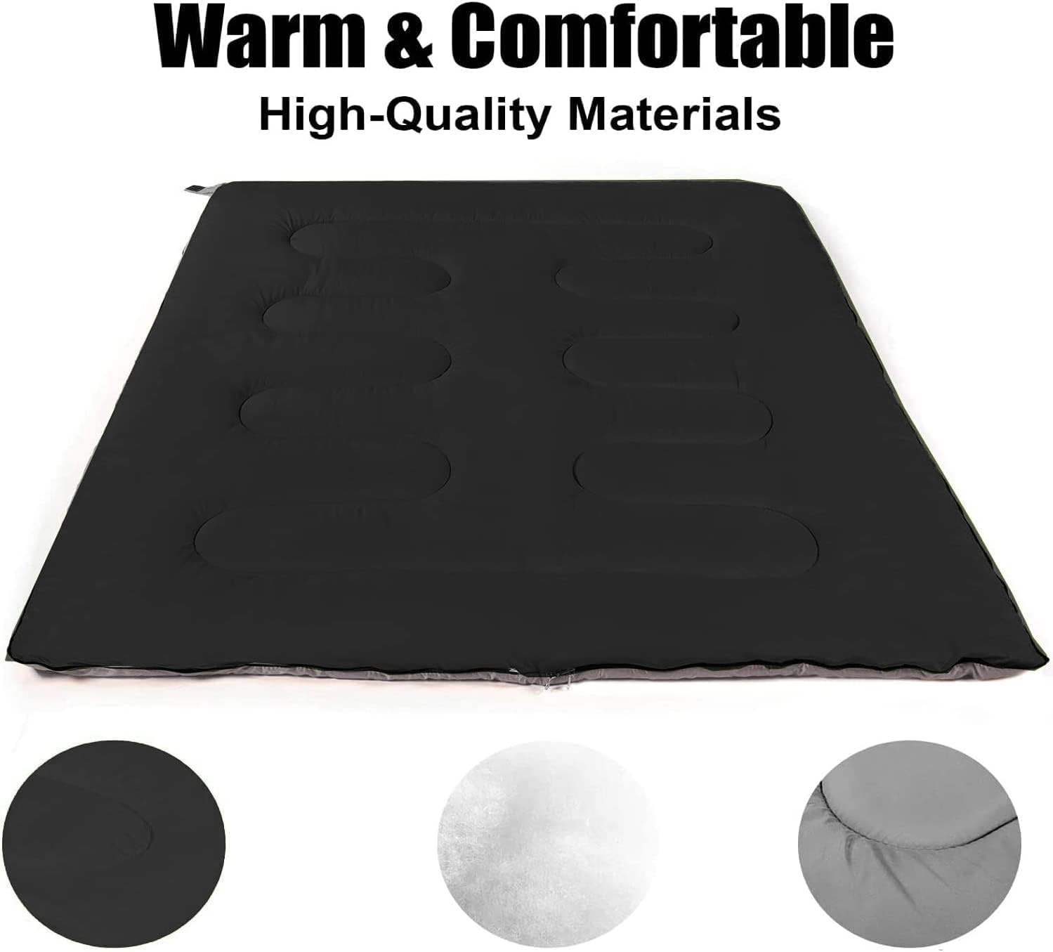 Bulk 10 Pack Envelope Sleeping Bags, 4 Seasons Warm or Cold Lightweight Indoor Outdoor Sleeping Bags for Adults, Backpacking, Camping(Black Sleeping Bags)