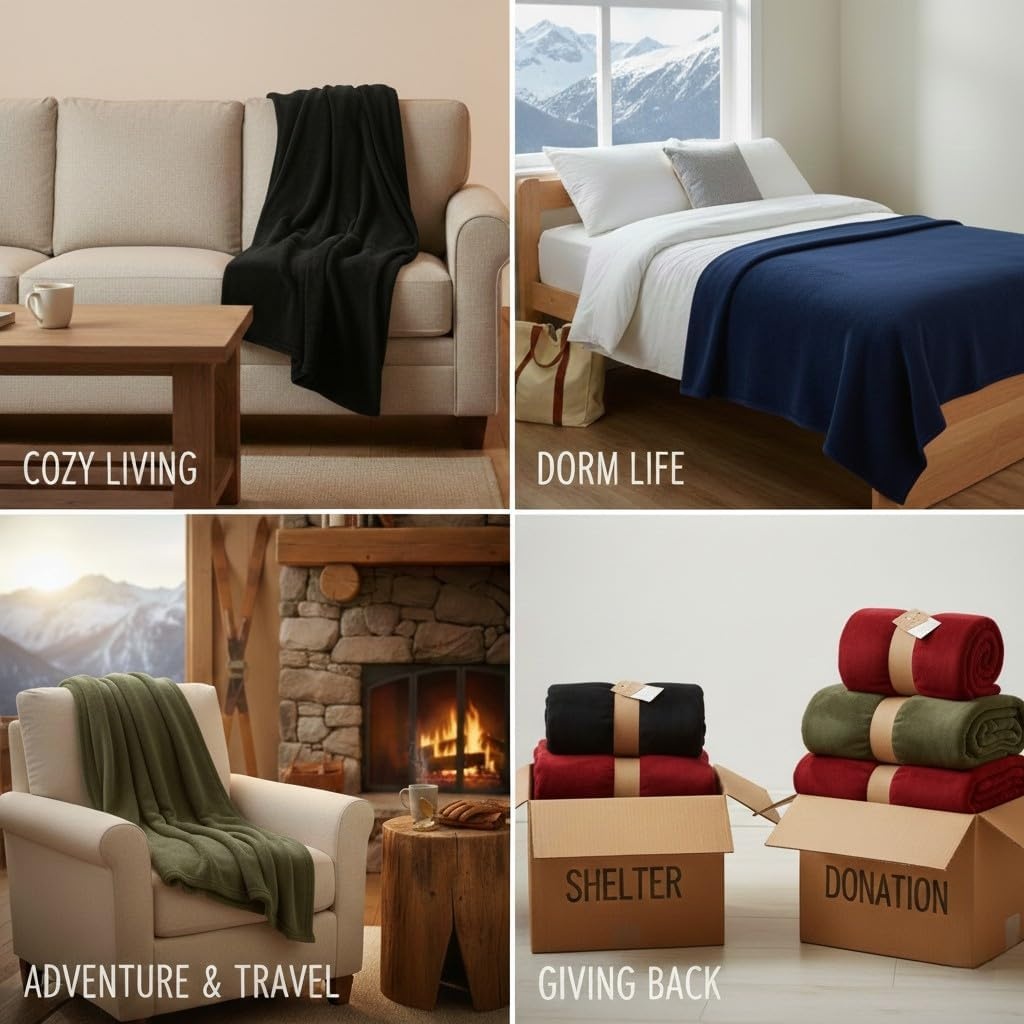 (24 Pack) Bulk Fleece Fall Throw Blankets 50×60 for Wedding Favors, Homeless Women, Men, Homes, Bed, Sofa, Couch, Office, Pet Blankets, Travel | Soft Warm Lightweight Throw Blankets in Bulk (8 Color)(8 Color)