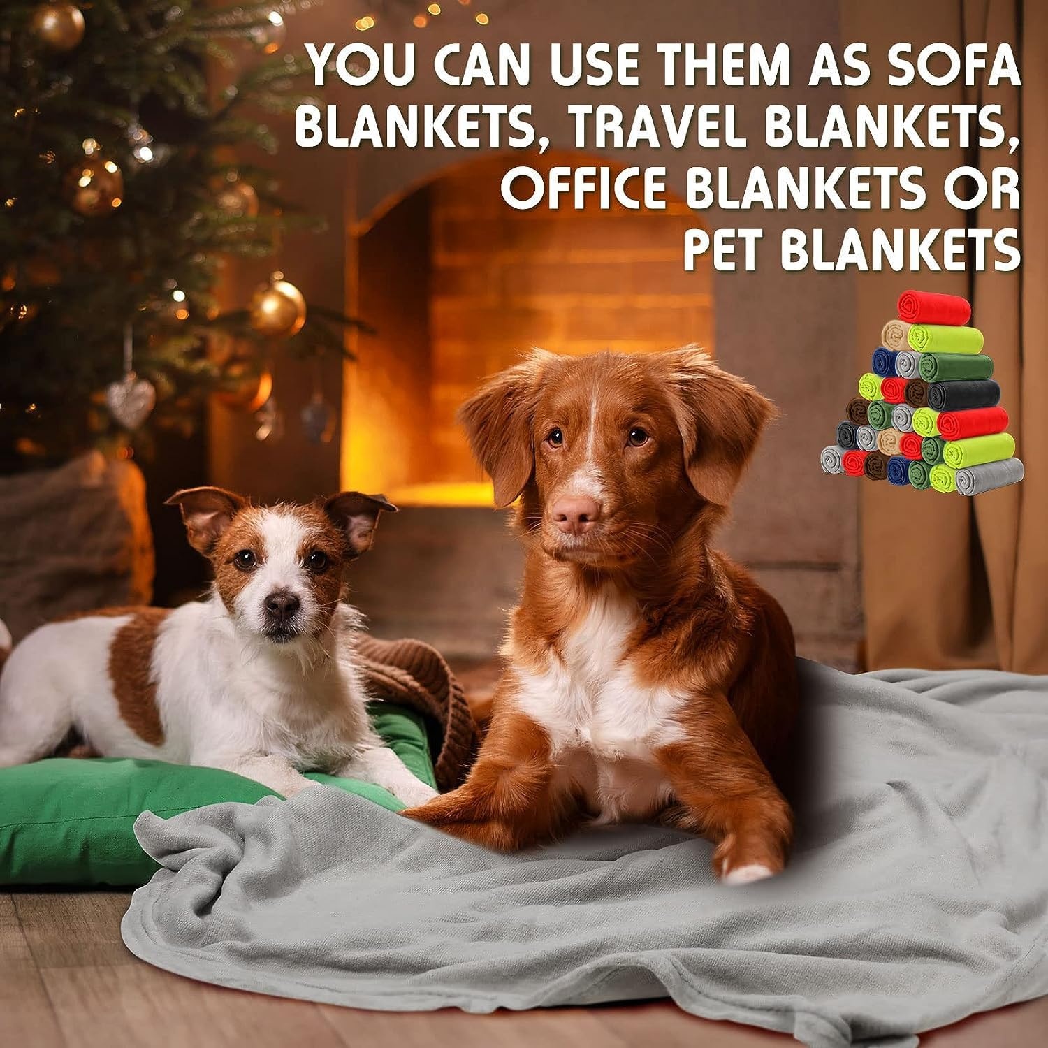 (24 Pack) Bulk Fleece Fall Throw Blankets 50×60 for Wedding Favors, Homeless Women, Men, Homes, Bed, Sofa, Couch, Office, Pet Blankets, Travel | Soft Warm Lightweight Throw Blankets in Bulk (8 Color)(8 Color)