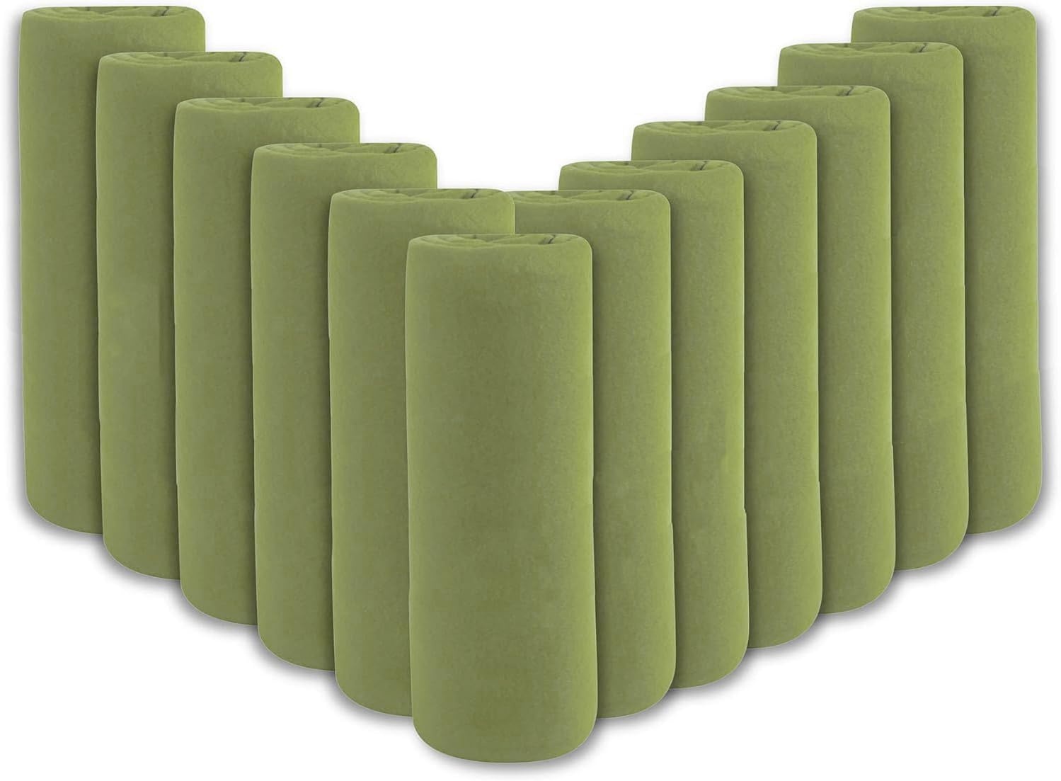 (24 Pack) Bulk Fleece Fall Throw Blankets 50×60 for Wedding Favors, Homeless Women, Men, Homes, Bed, Sofa, Couch, Office, Pet Blankets, Travel | Soft Warm Lightweight Throw Blankets in Bulk (8 Color)(Green)