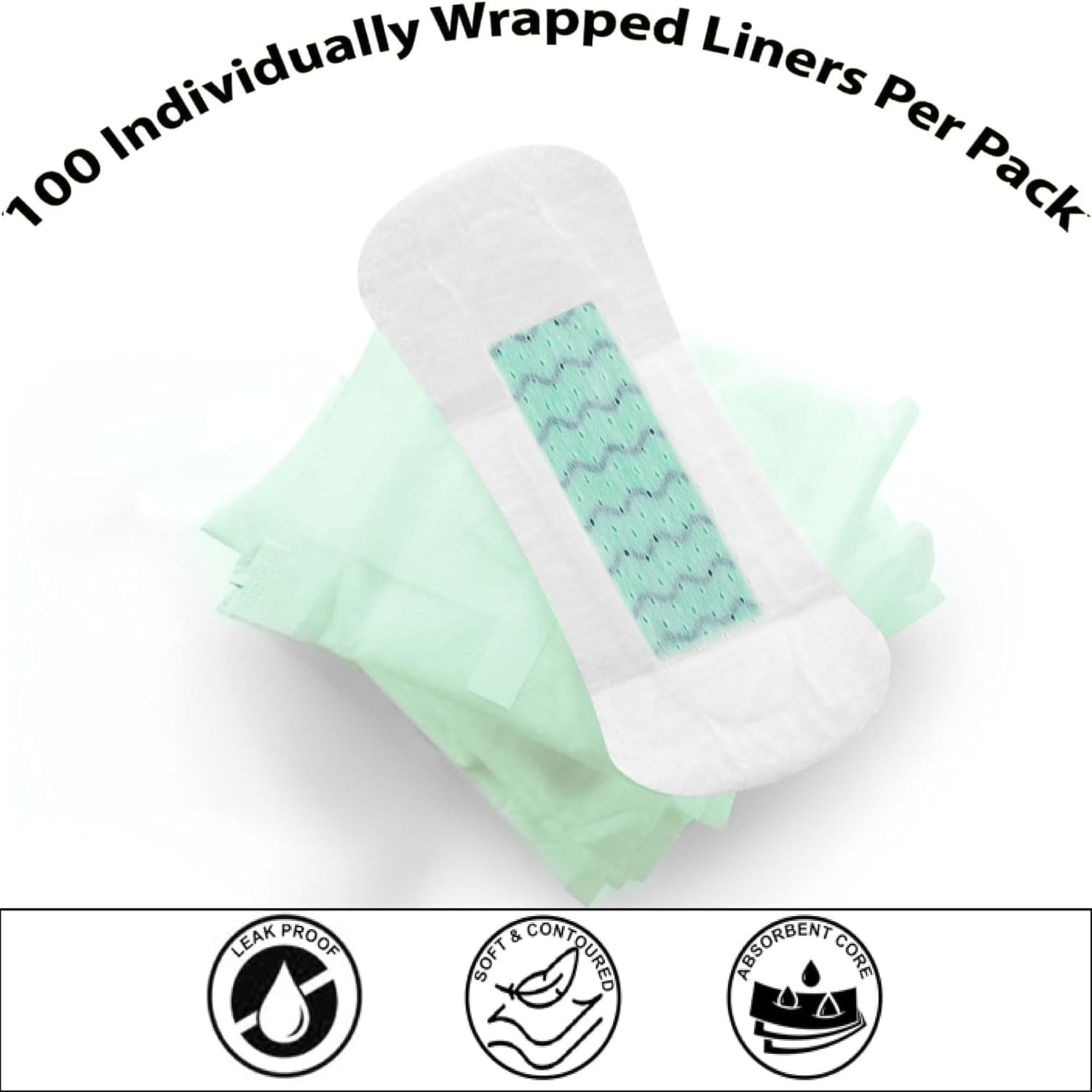 100 Pack Bulk Panty Liners for Homeless, Hospitals | Long Panty Liners for Postpartum, Incontinence, Menstruation Bulk Individually Wrapped Liners for Women