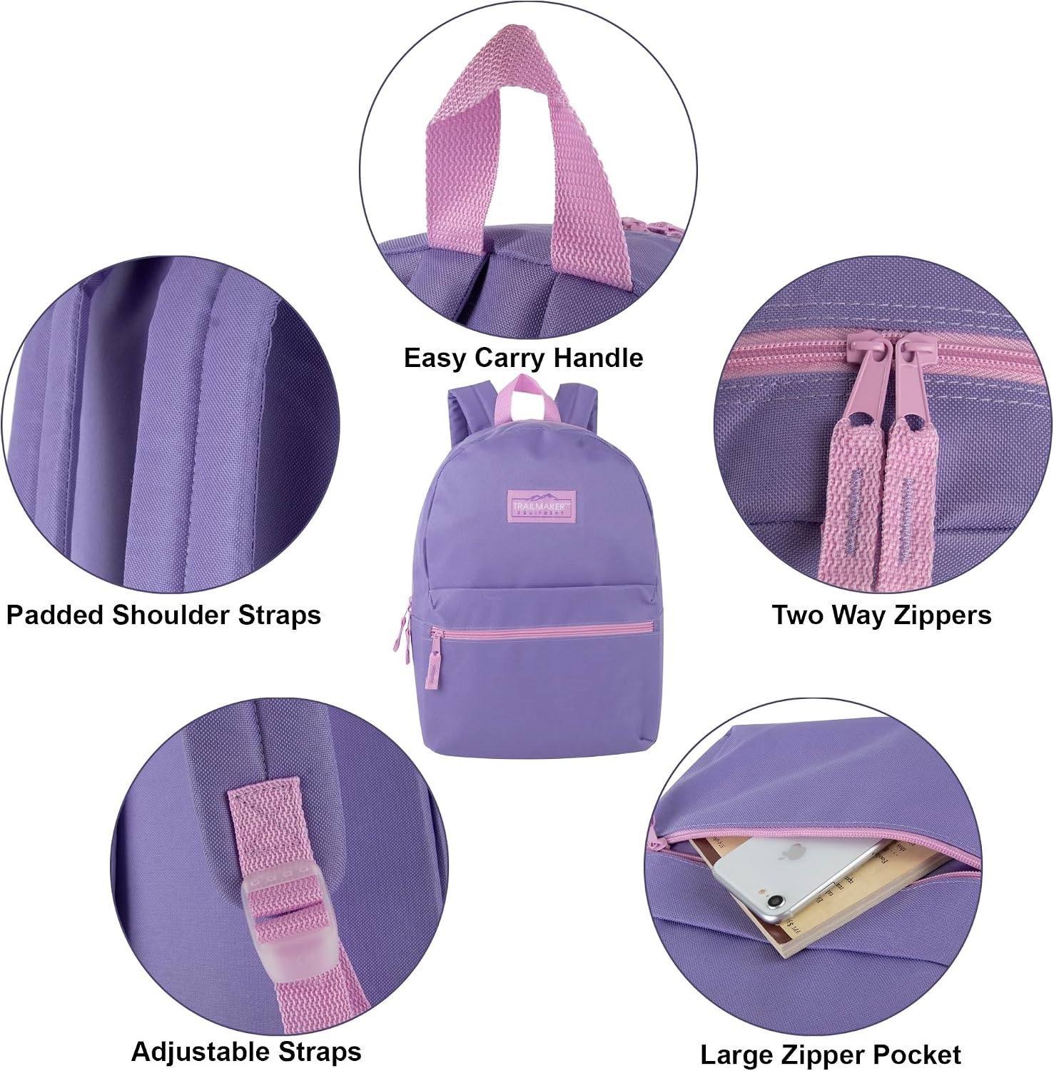 Trail maker 24 Pack Bulk Backpacks with Stationary Supplies – Wholesale Backpack and Stationary Kits (Classic Colors Pack)(Girls Colors Pack)