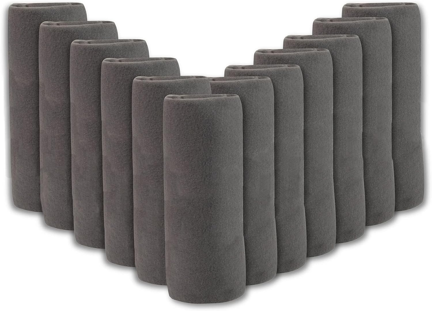 (24 Pack) Bulk Fleece Fall Throw Blankets 50×60 for Wedding Favors, Homeless Women, Men, Homes, Bed, Sofa, Couch, Office, Pet Blankets, Travel | Soft Warm Lightweight Throw Blankets in Bulk (8 Color)(Grey)