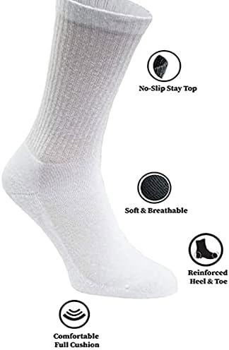 Trail maker Men’s Crew Socks,100 Pairs Bulk, Moisture-Wicking Crew Socks for Men size 10-13,Heat & Cold, Homeless Donation(White)
