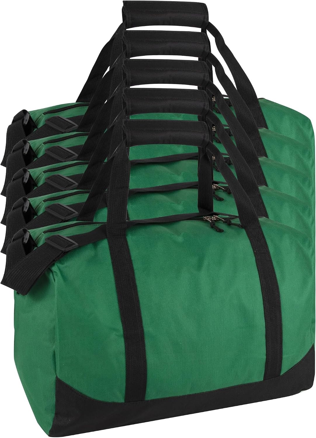24 Pack Bulk Duffle Bags Wholesale by the Case for Homeless, Sports Teams, and Duffle Bags for Foster Kids (Assorted Colors Pack)(All Green Pack)
