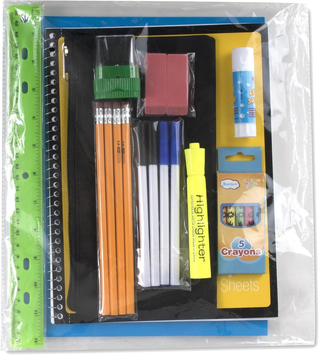 Trail maker 24 Pack Bulk Backpacks with Stationary Supplies – Wholesale Backpack and Stationary Kits (Classic Colors Pack)(Classic Colors Pack)