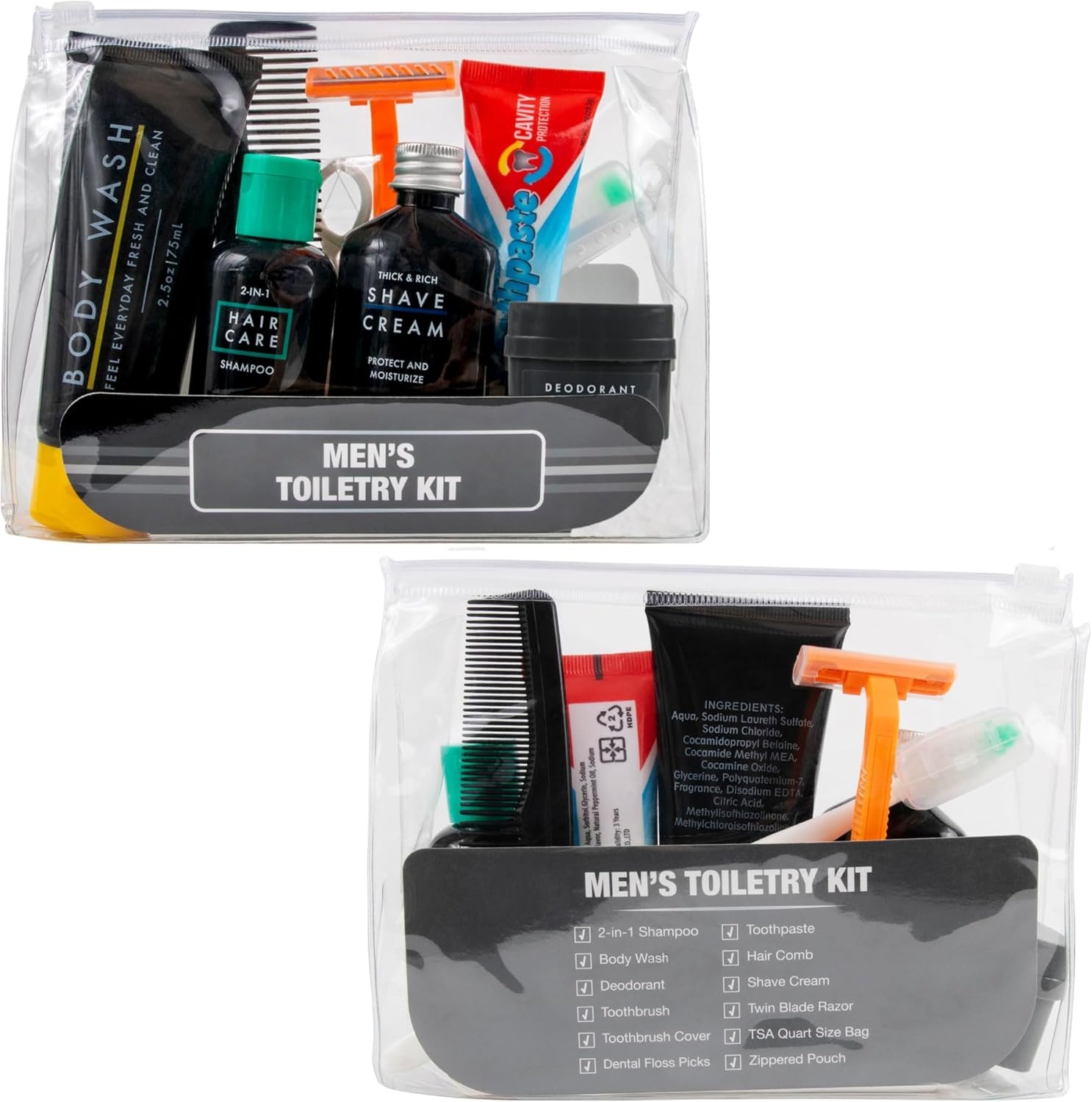 Trail maker (25 Pack) Homeless Care Package Hygiene Kits for Men, 13 Piece Travel Size Toiletries, Summer Essentials with Toothbrush, Soap, Shampoo, and Deodorant
