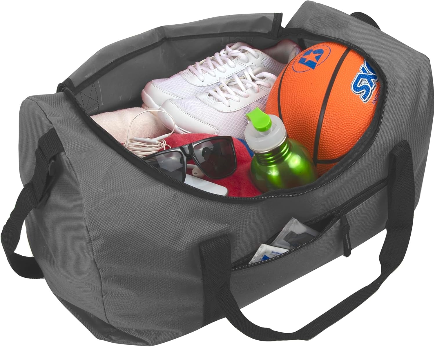 (24 Pack) Bulk Duffle Bags Wholesale for Homeless Adult Men, Women, Travel, and Sports Teams (All Black Pack)(All Grey Pack)