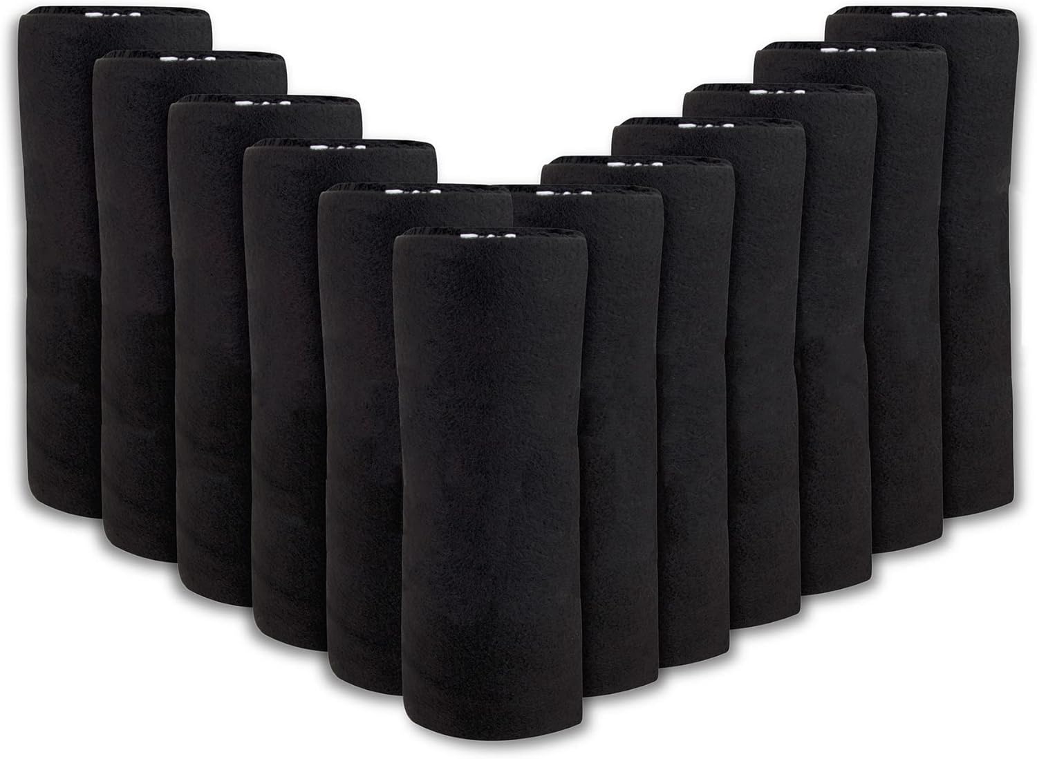 (24 Pack) Bulk Fleece Fall Throw Blankets 50×60 for Wedding Favors, Homeless Women, Men, Homes, Bed, Sofa, Couch, Office, Pet Blankets, Travel | Soft Warm Lightweight Throw Blankets in Bulk (8 Color)(Black)