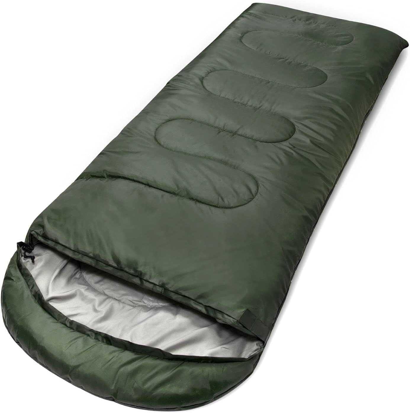 10 Pack Sleeping Bags for Adults Cold Weather Bulk for Homeless People, 4 Seasons Warm or Cold Lightweight Indoor Outdoor Backpacking, Camping(Solid Green Hooded)