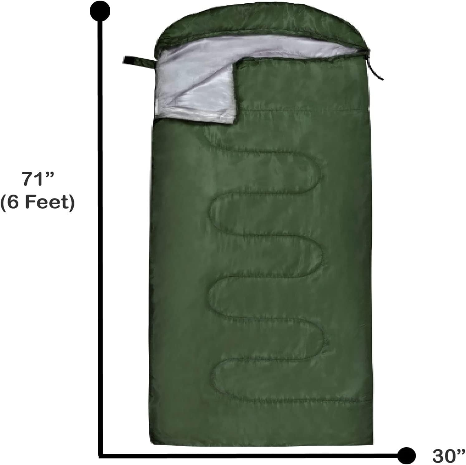 10 Pack Sleeping Bags for Adults Cold Weather Bulk for Homeless People, 4 Seasons Warm or Cold Lightweight Indoor Outdoor Backpacking, Camping(Solid Green Hooded)